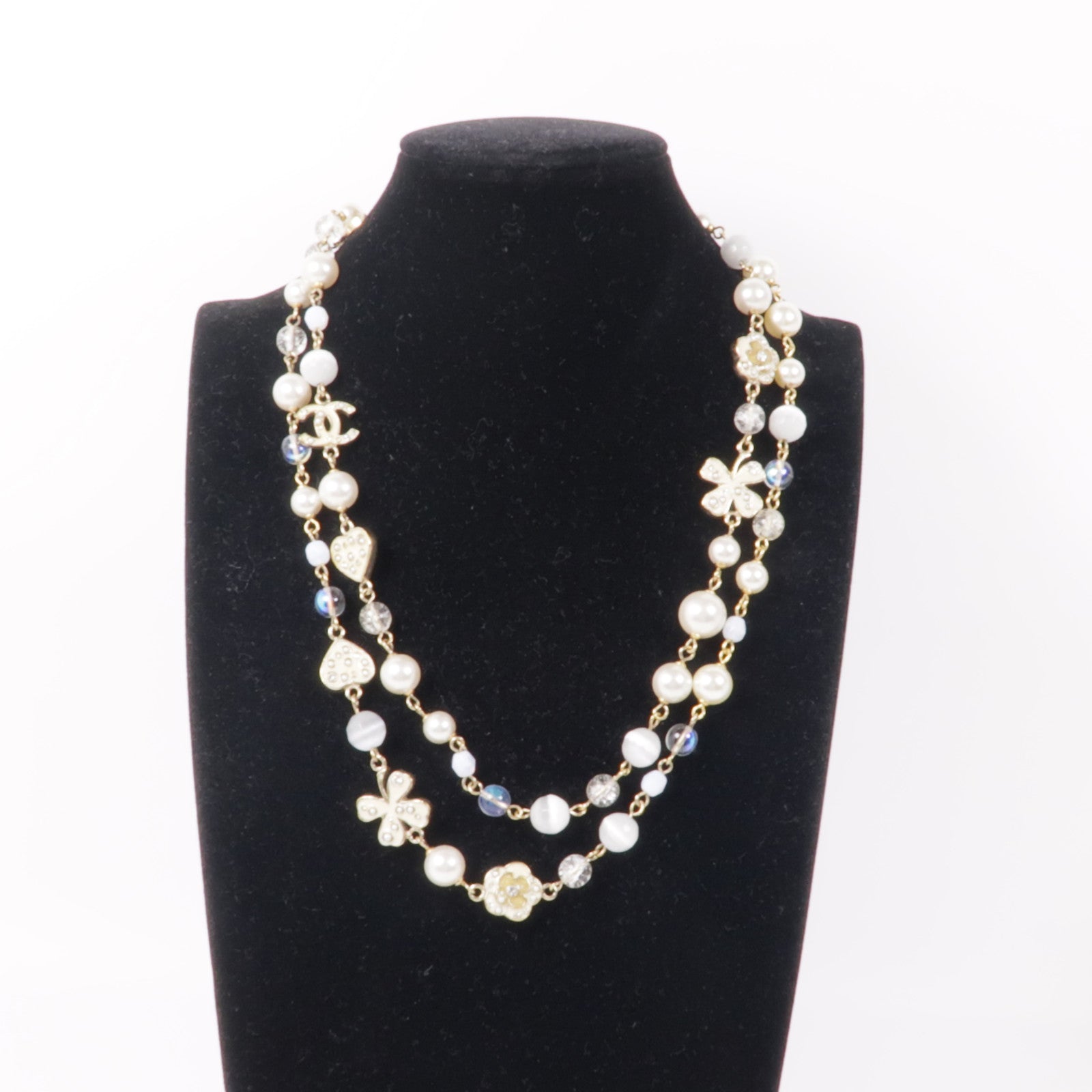 CHANEL PVC/金屬Necklace項鍊白色/金色