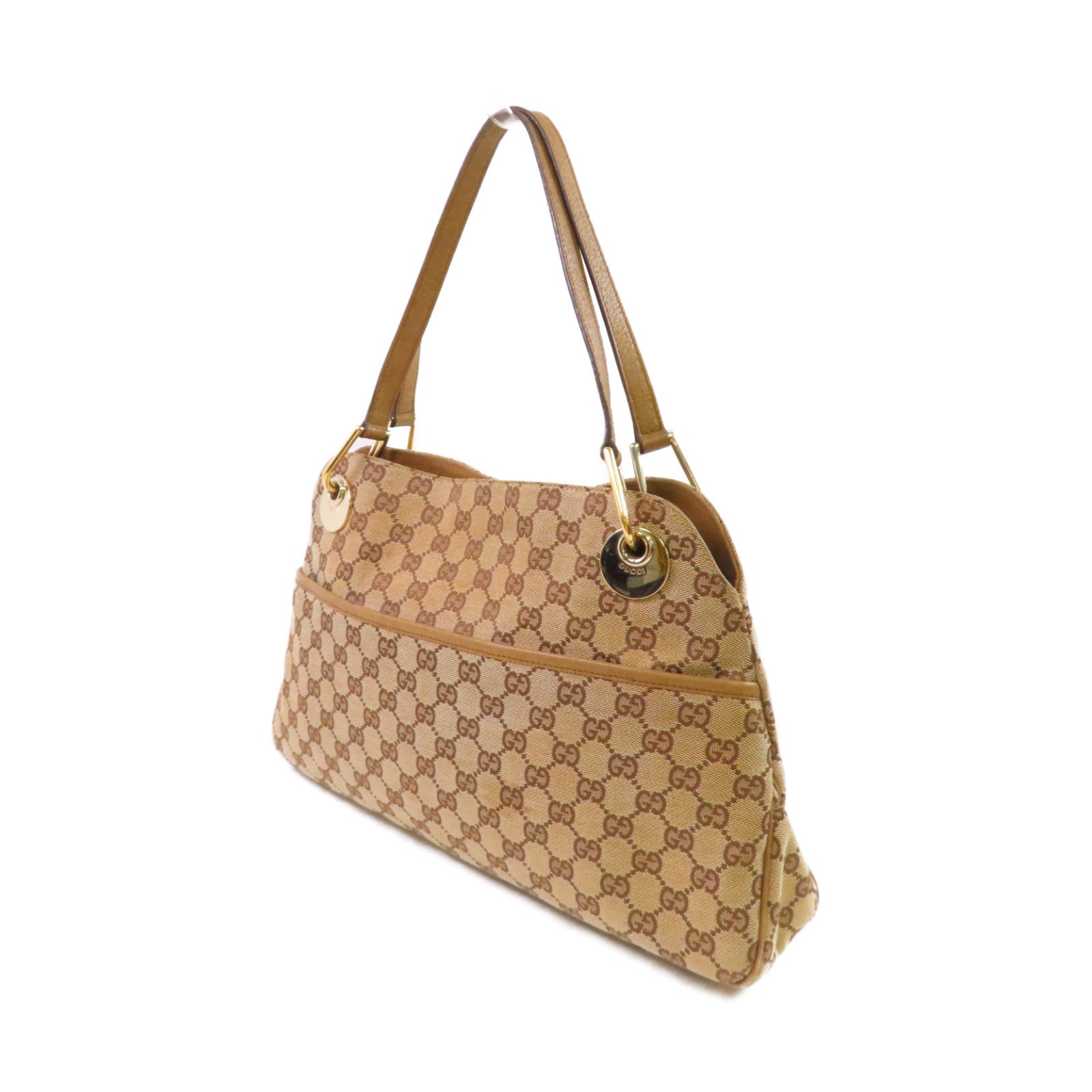 GUCCI GG帆布GG Tote Bag金扣肩背袋啡色