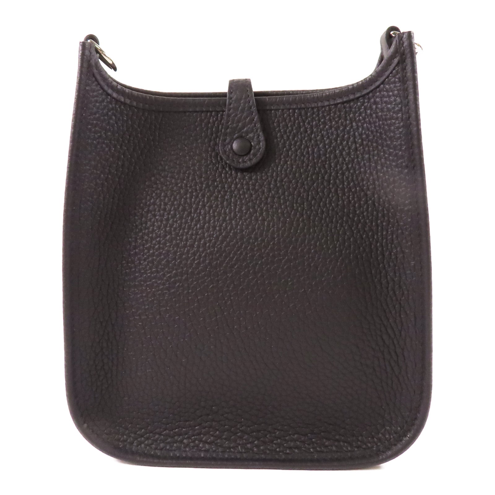 HERMES Clemence皮革Mini Evelyne TPM銀扣肩背袋Noir