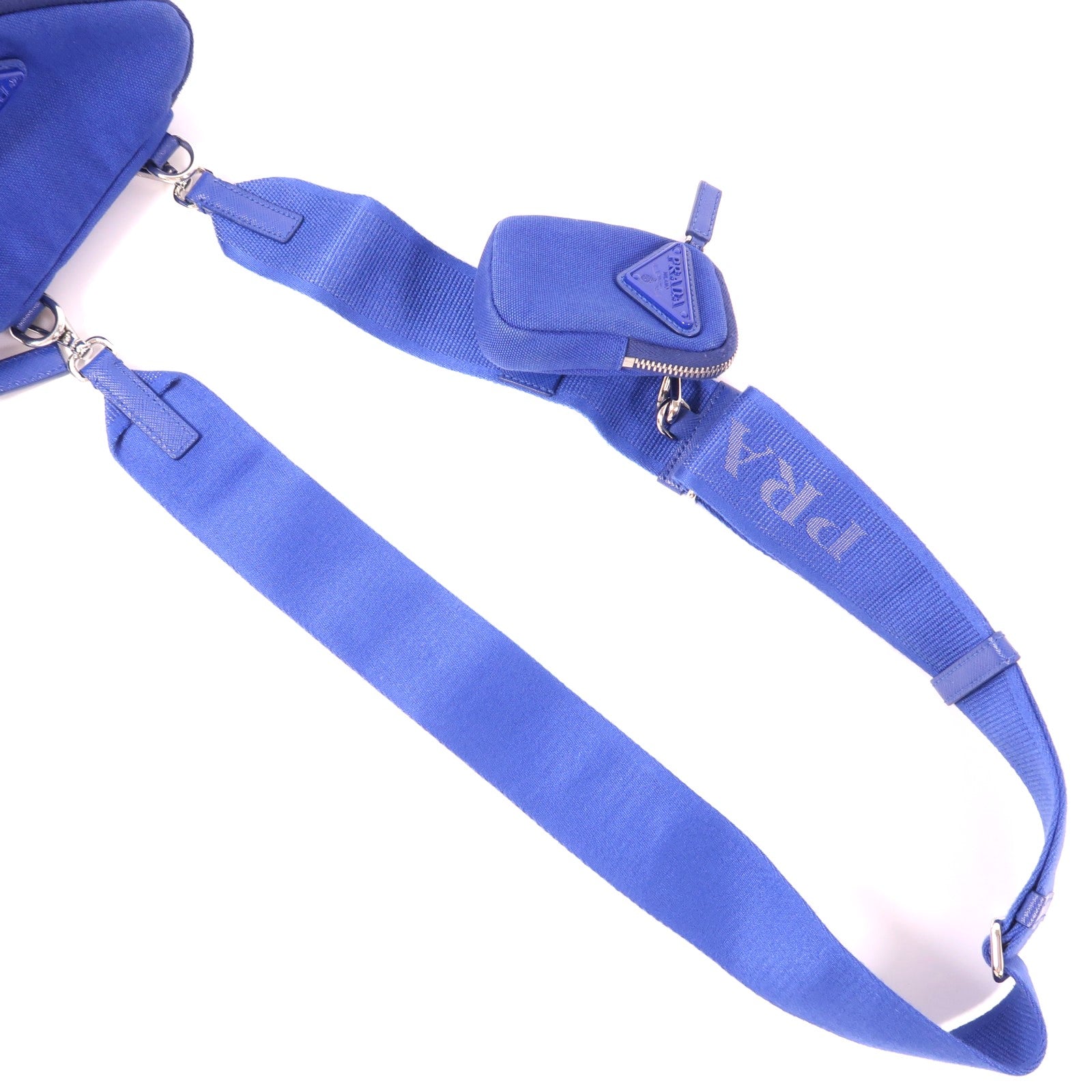 PRADA 帆布Shoulder Bag銀扣肩背袋