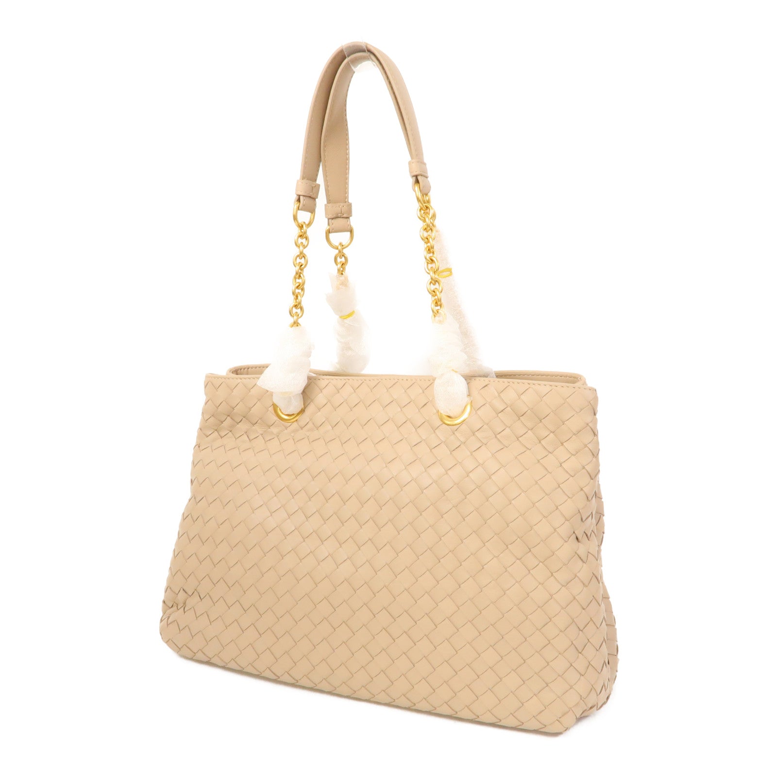 BOTTEGA VENETA 織紋皮革Shoulder Bag金扣肩背袋米色
