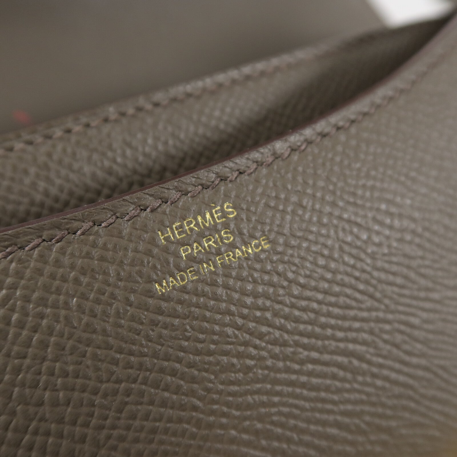 HERMES Epsom皮革Constance Mini肩背袋Gris Etain