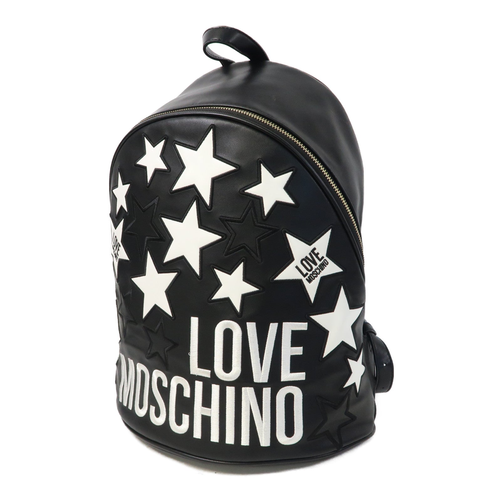 LOVE MOSCHINO 皮革Love Moschino Backpack金扣背包黑色