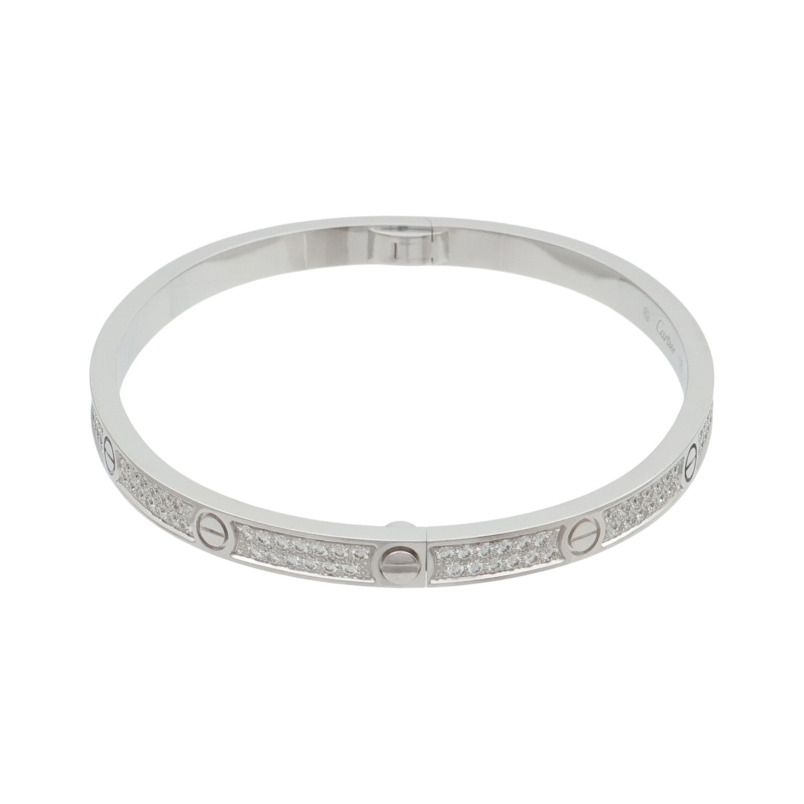 CARTIER 18K白金Love Blaceret SM Paved鑽石手鐲