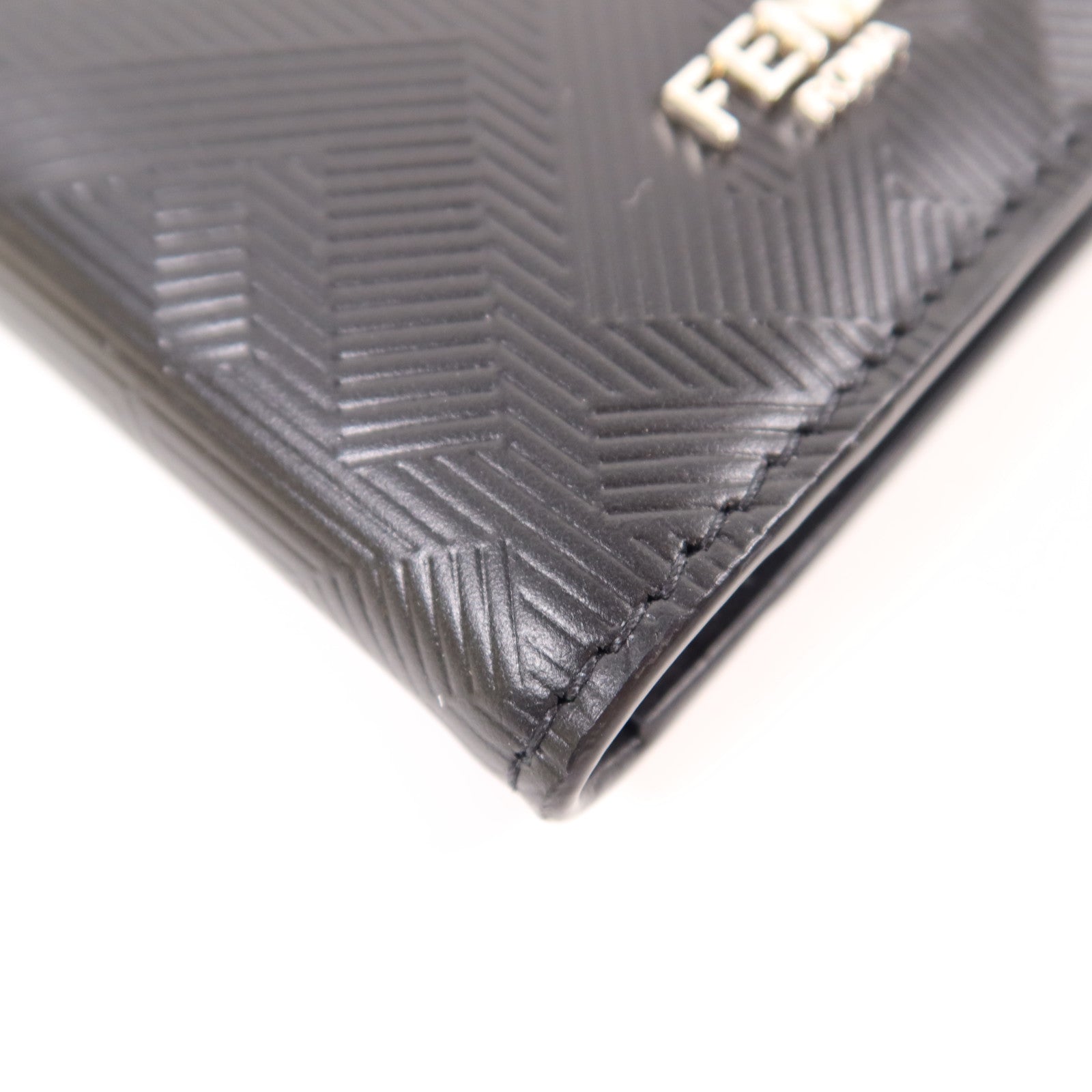 FENDI SHW Shadow Card Case Calfskin Leather Black