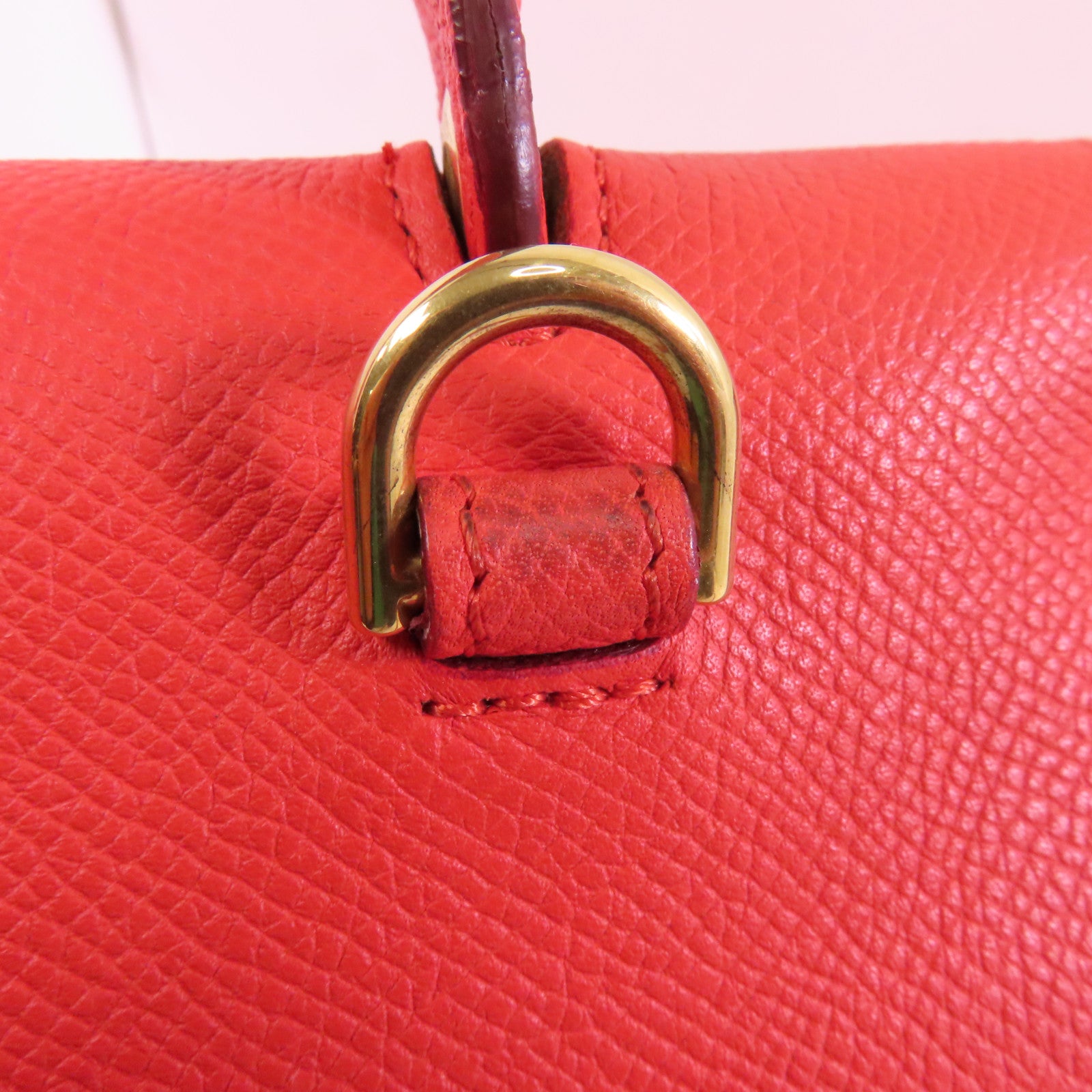 CELINE 牛皮皮革Belt Bag金扣手挽肩背兩用袋紅色