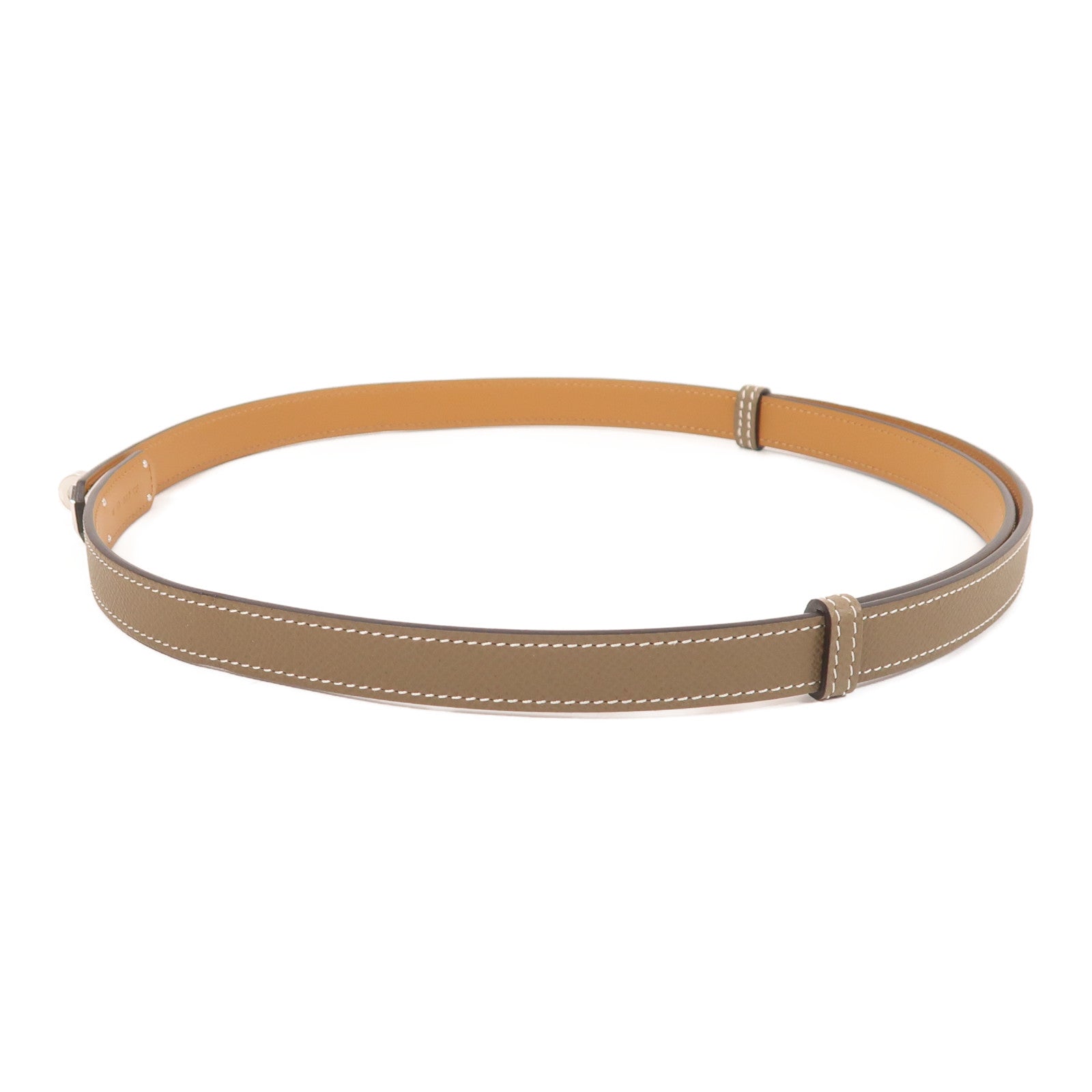 HERMES Epsom皮革Kelly 18 Belt銀扣皮帶18 Etoupe
