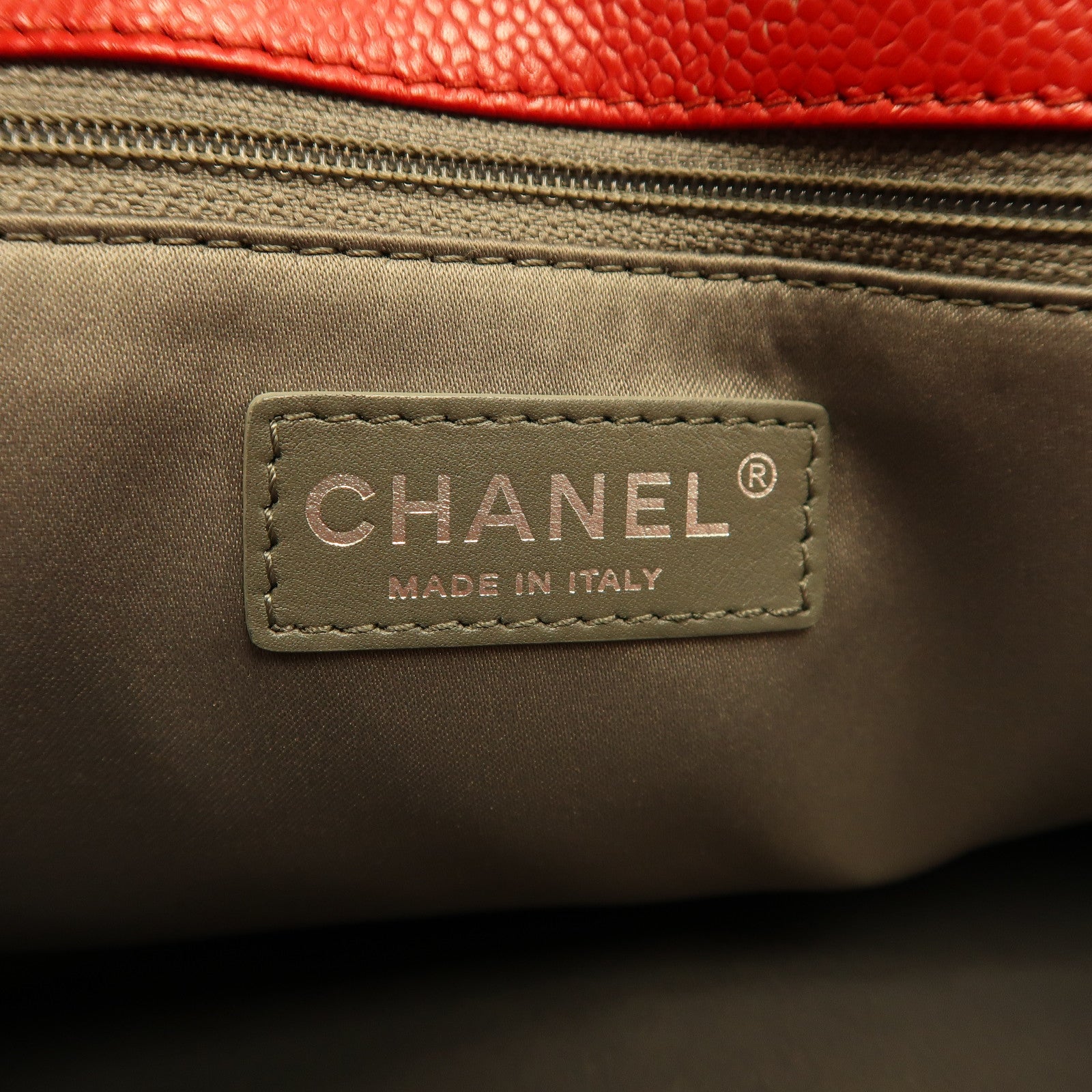 CHANEL 【激減優惠】菱格Caviar皮革Grand Shopping Tote Bag銀扣手挽袋紅色