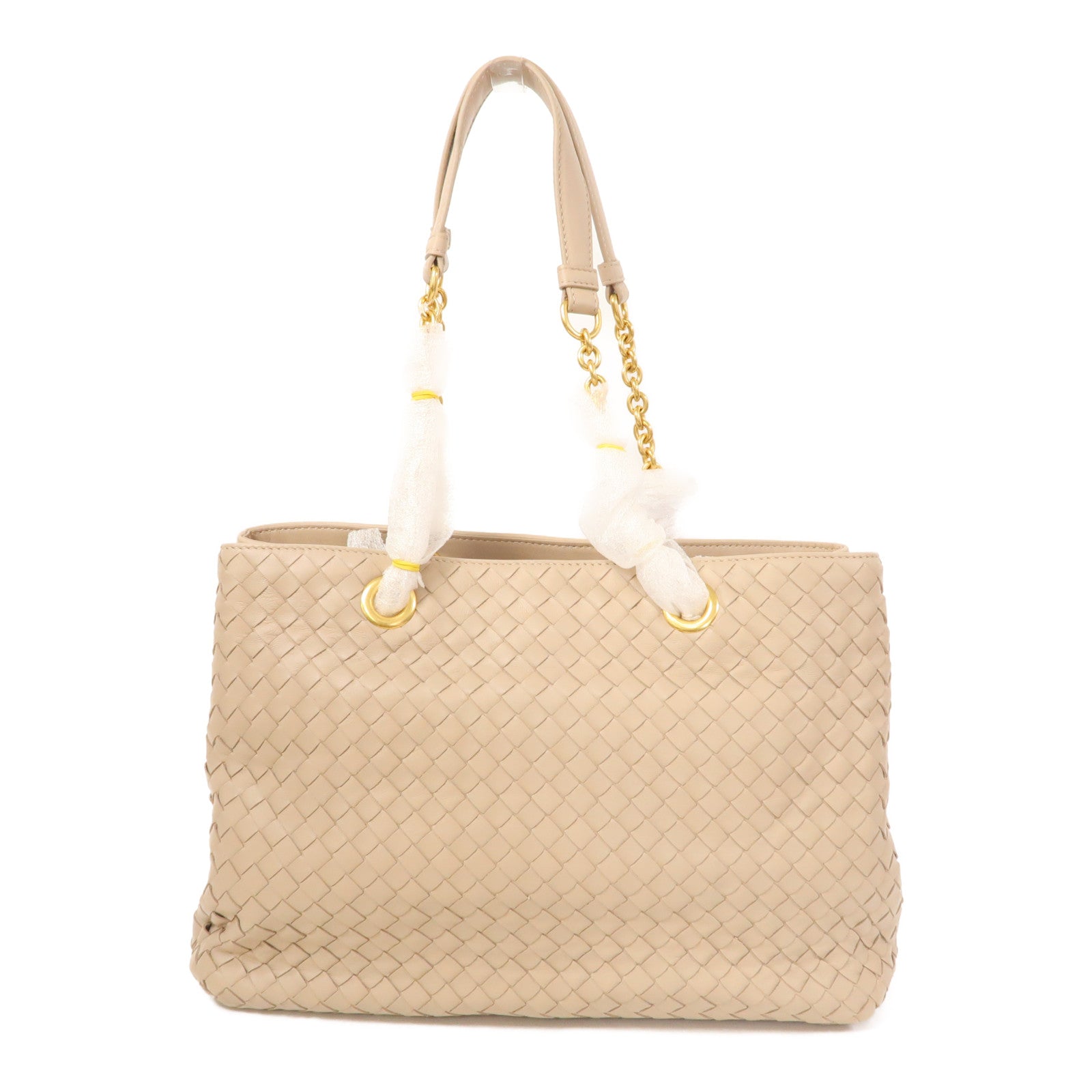BOTTEGA VENETA 織紋皮革Shoulder Bag金扣肩背袋米色