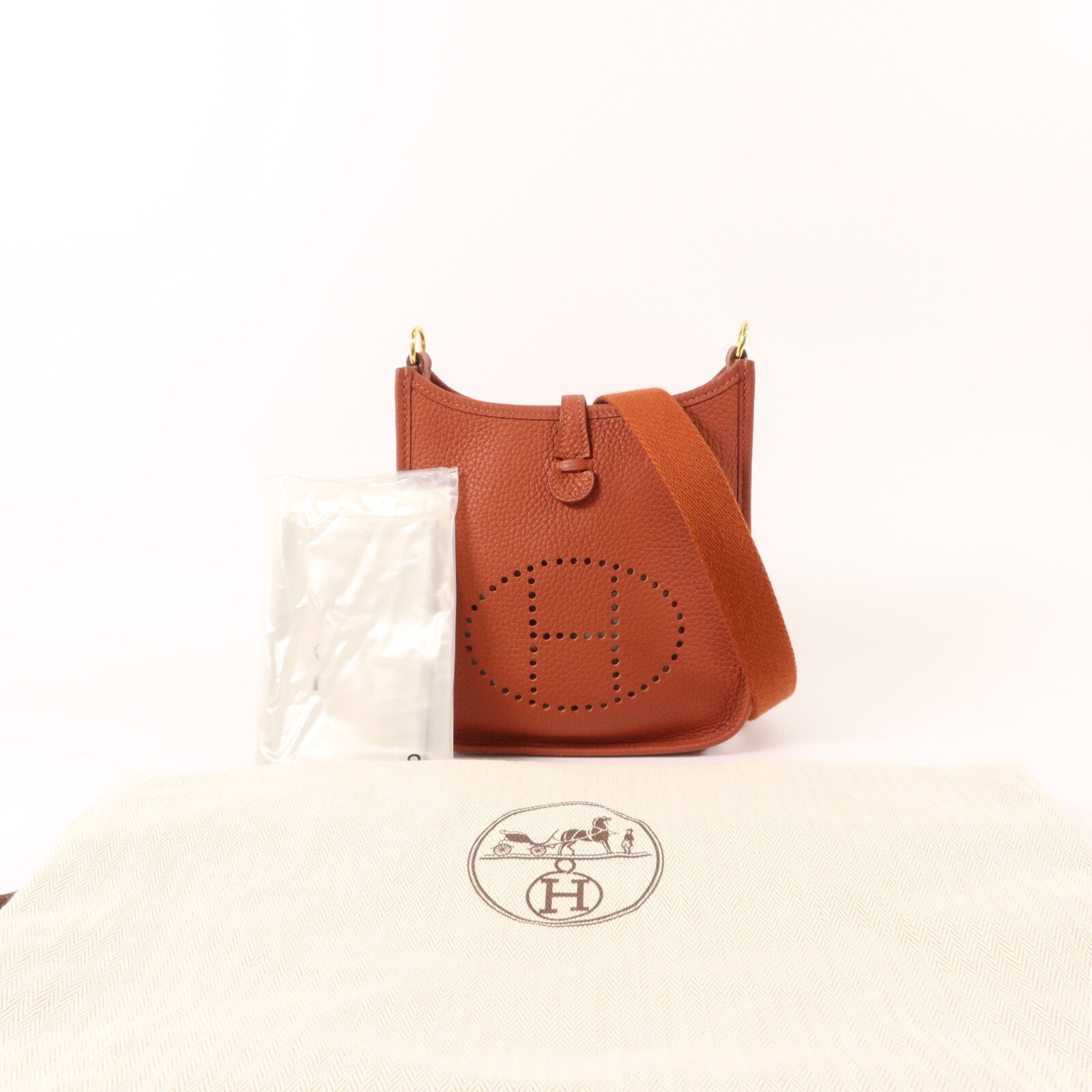 HERMES Clemence皮革Evelyne TPM肩背袋Cuivre