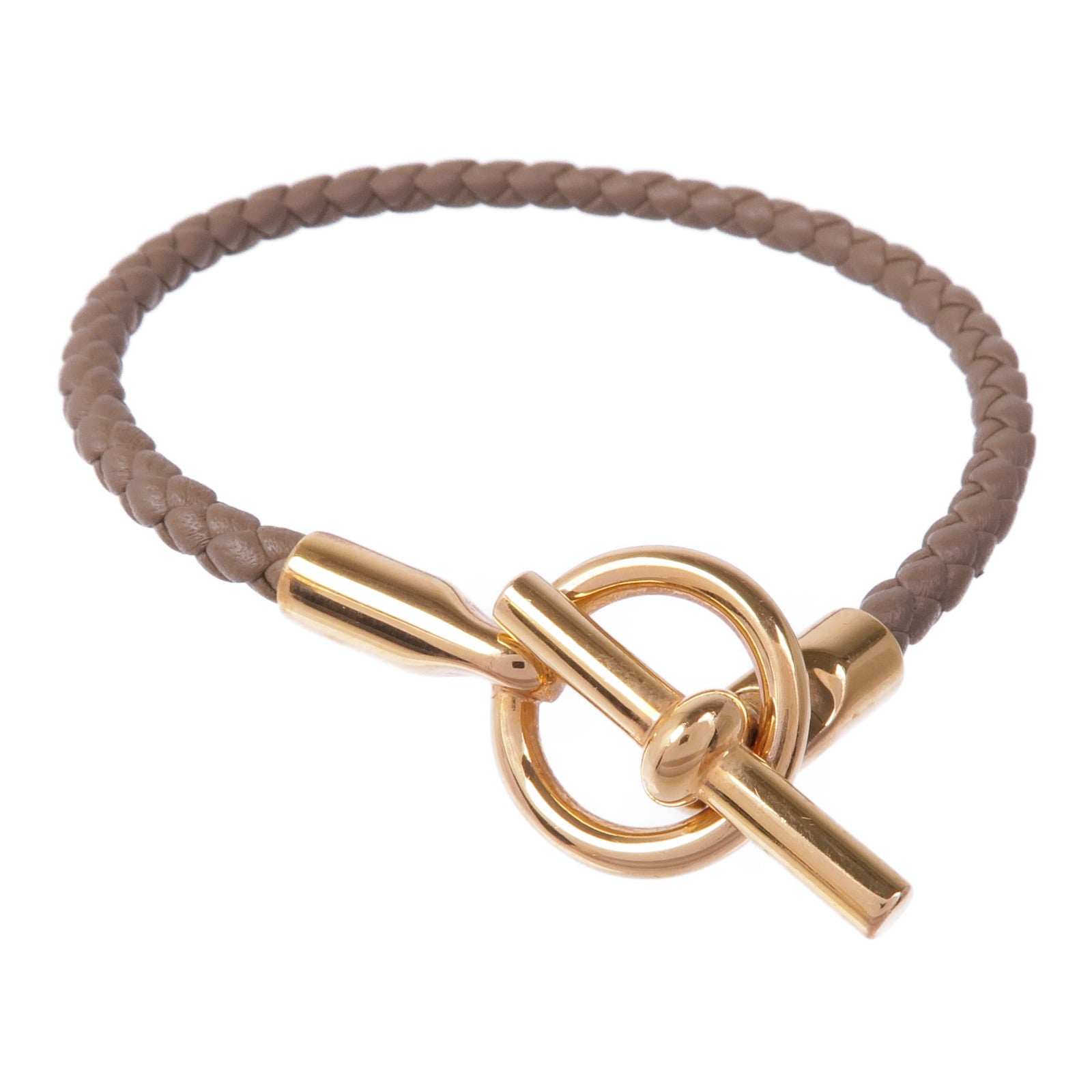 HERMES 皮革Glenan Bracelet金扣手帶