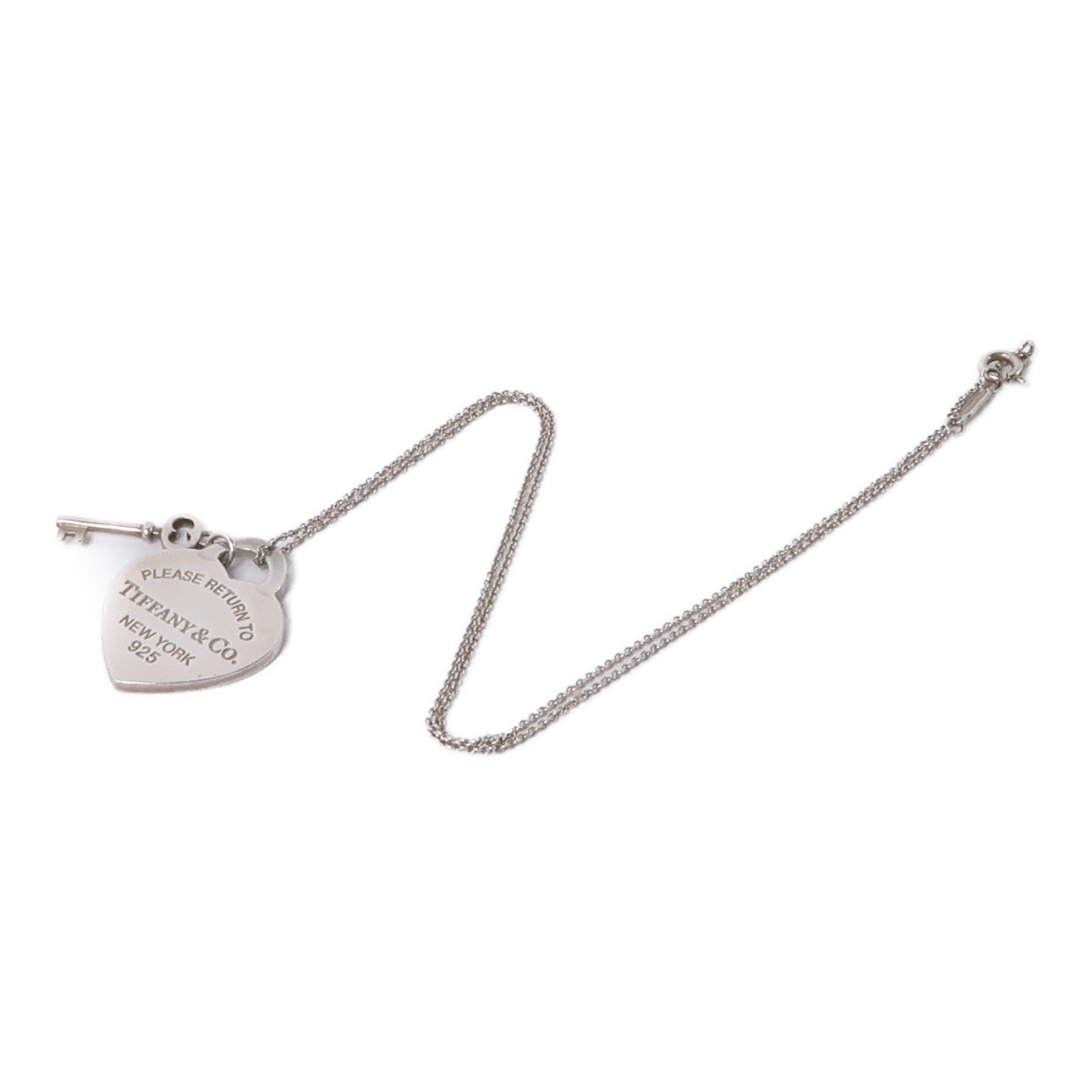 TIFFANY＆CO 925純銀Heart Tag with Key Necklace項鍊