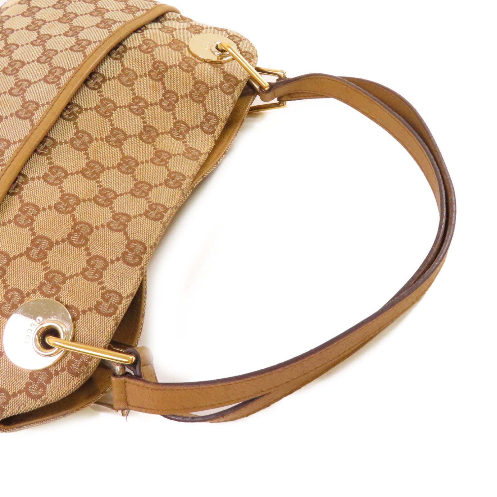 GUCCI GG帆布GG Tote Bag金扣肩背袋啡色