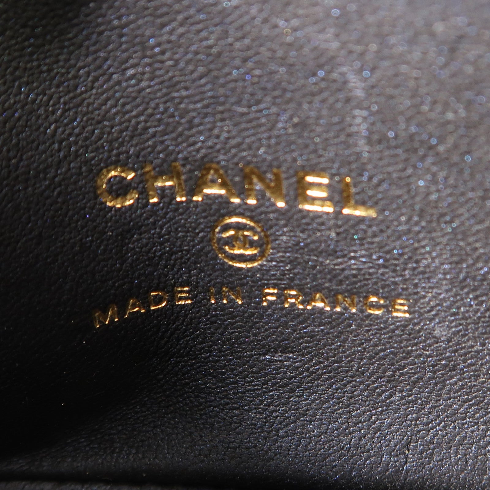 CHANEL 菱格羊皮皮革Matrasse Mini金扣鏈帶手挽肩背兩用袋深藍色