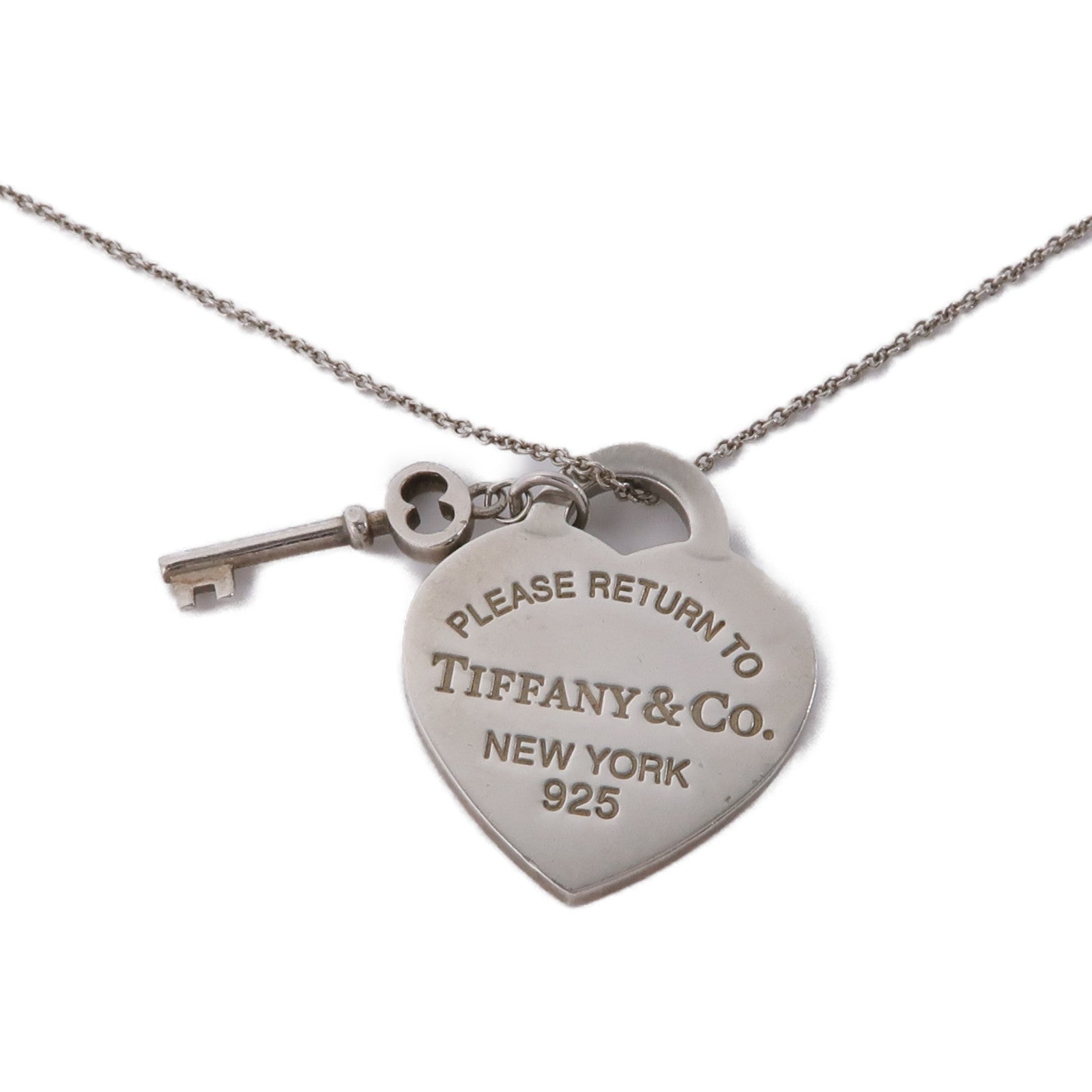 TIFFANY＆CO 925純銀Heart Tag with Key Necklace項鍊