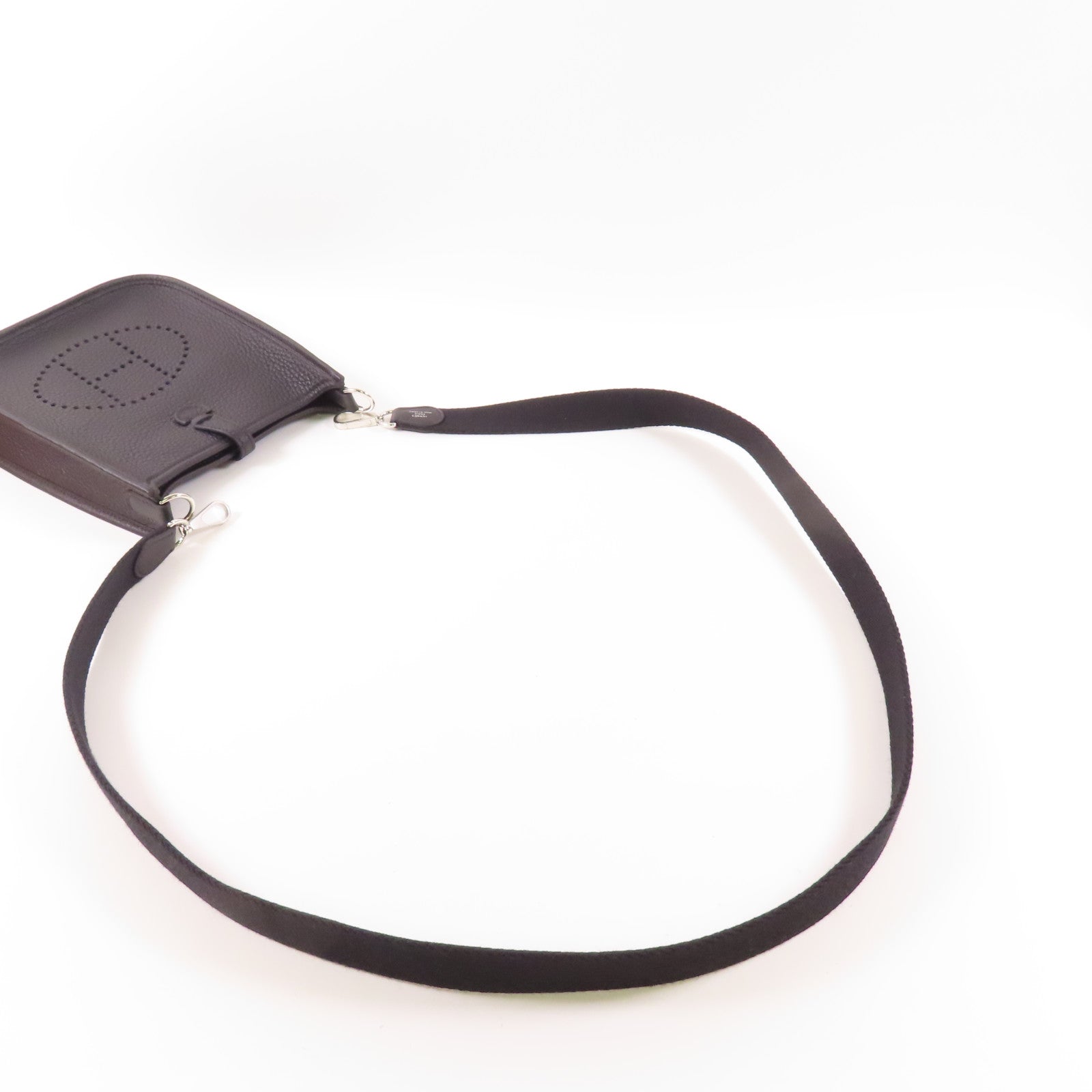HERMES Clemence皮革Mini Evelyne TPM銀扣肩背袋Noir