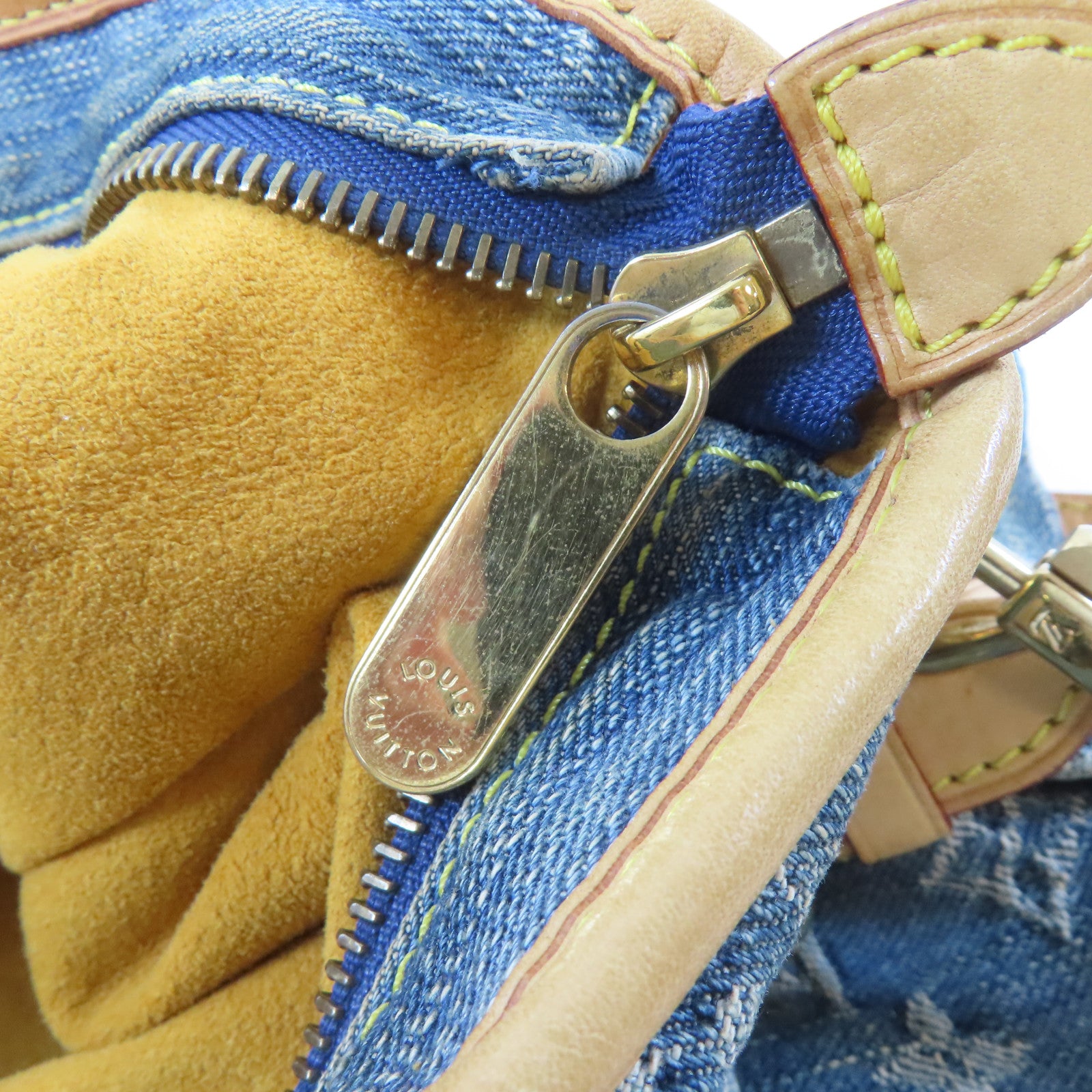 LOUIS VUITTON Monogram Denim Neo Cabby MM金扣手挽肩背兩用袋藍色