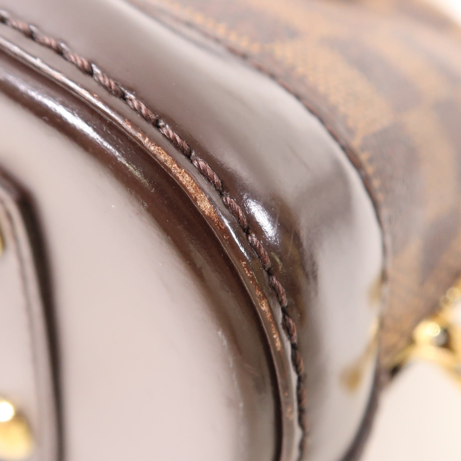 LOUIS VUITTON Damier Alma BB金扣手挽肩背兩用袋棕色