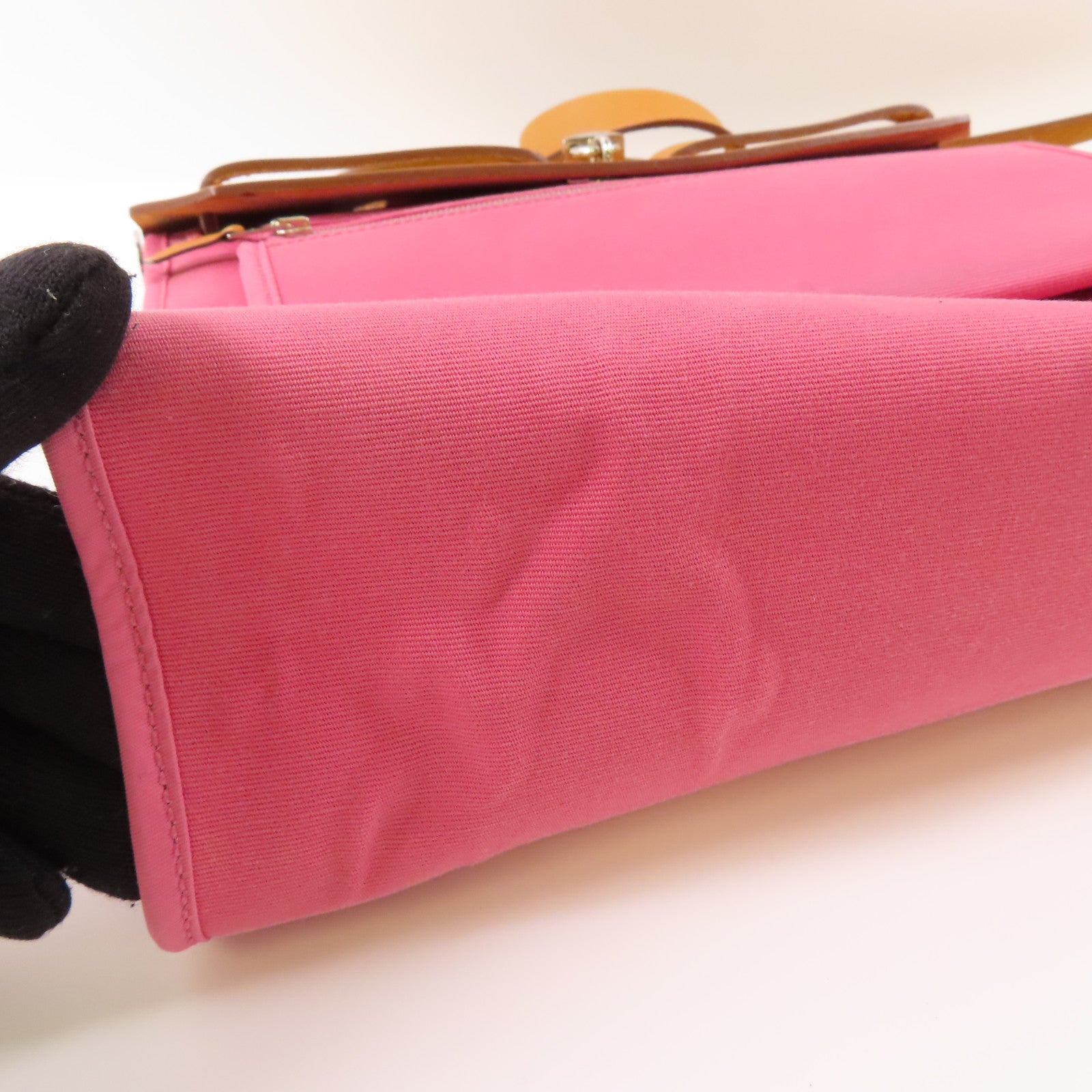 HERMES 帆布Herbag PM銀扣手挽肩背兩用袋