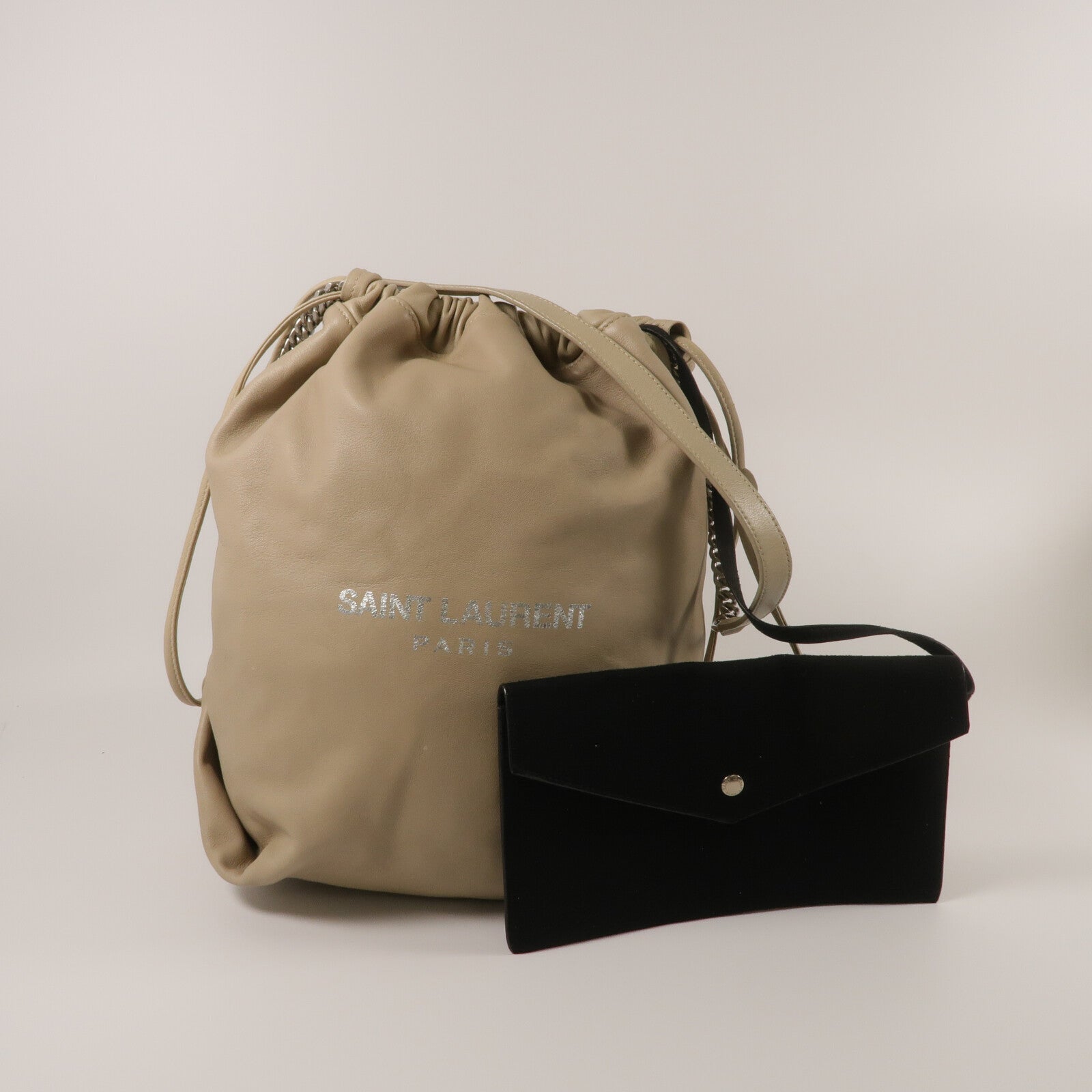 SAINT LAURENT 羊皮皮革Teddy Bucket鏈帶肩背袋