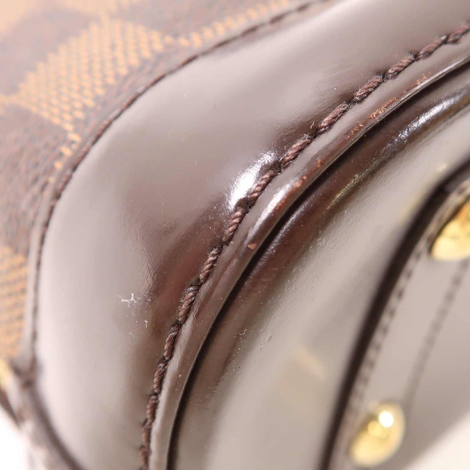 LOUIS VUITTON Damier Alma BB金扣手挽肩背兩用袋棕色