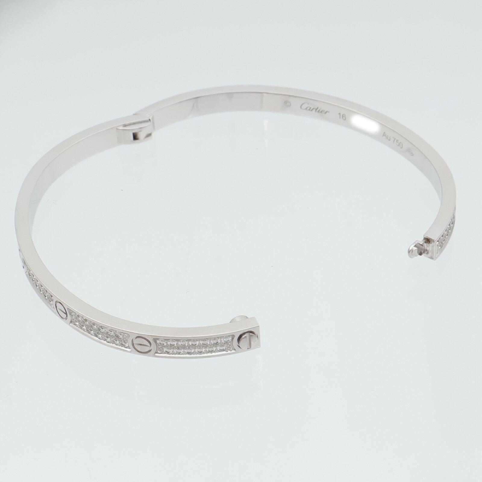 CARTIER 18K白金Love Blaceret SM Paved鑽石手鐲