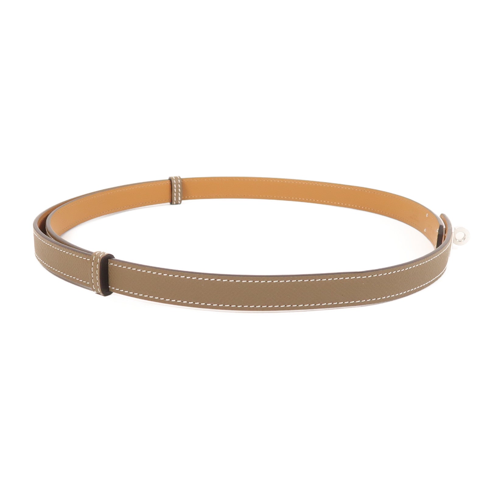 HERMES Epsom皮革Kelly 18 Belt銀扣皮帶18 Etoupe