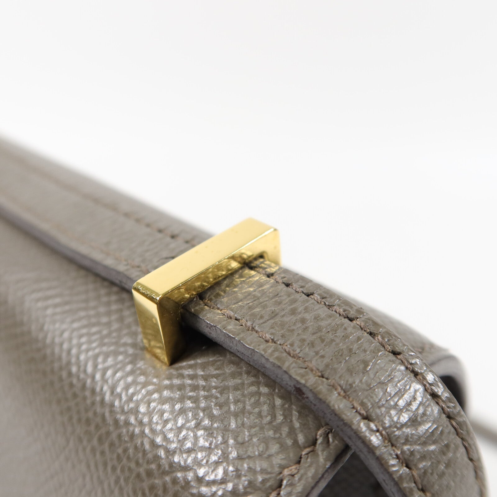 HERMES Epsom皮革Constance Mini肩背袋Gris Etain