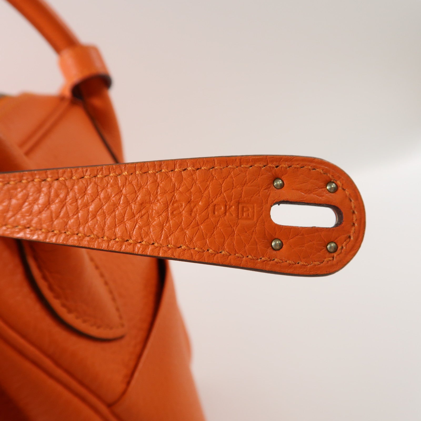 HERMES Clemence皮革Lindy 30銀扣手挽肩背兩用袋橙色