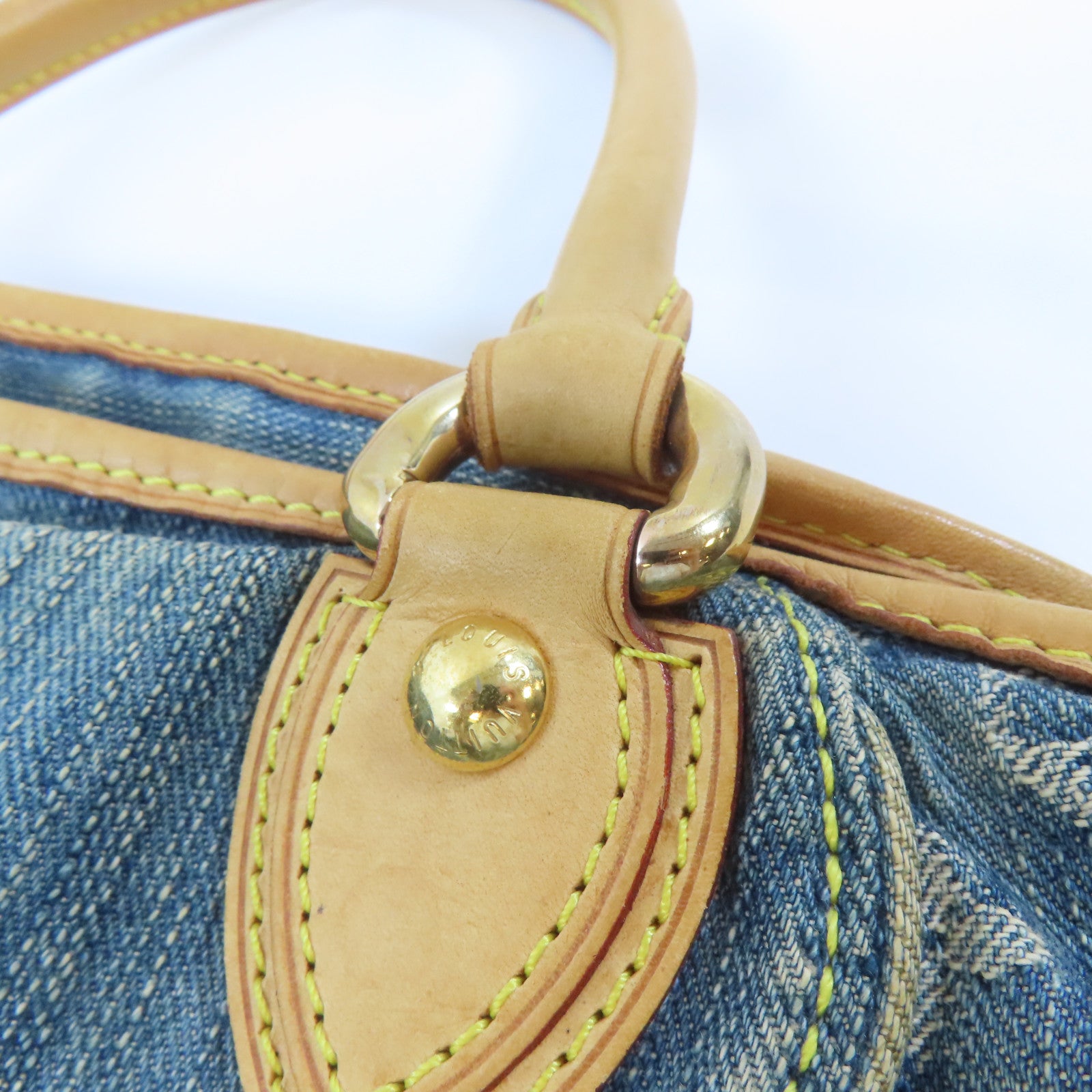 LOUIS VUITTON Monogram Denim Neo Cabby MM金扣手挽肩背兩用袋藍色