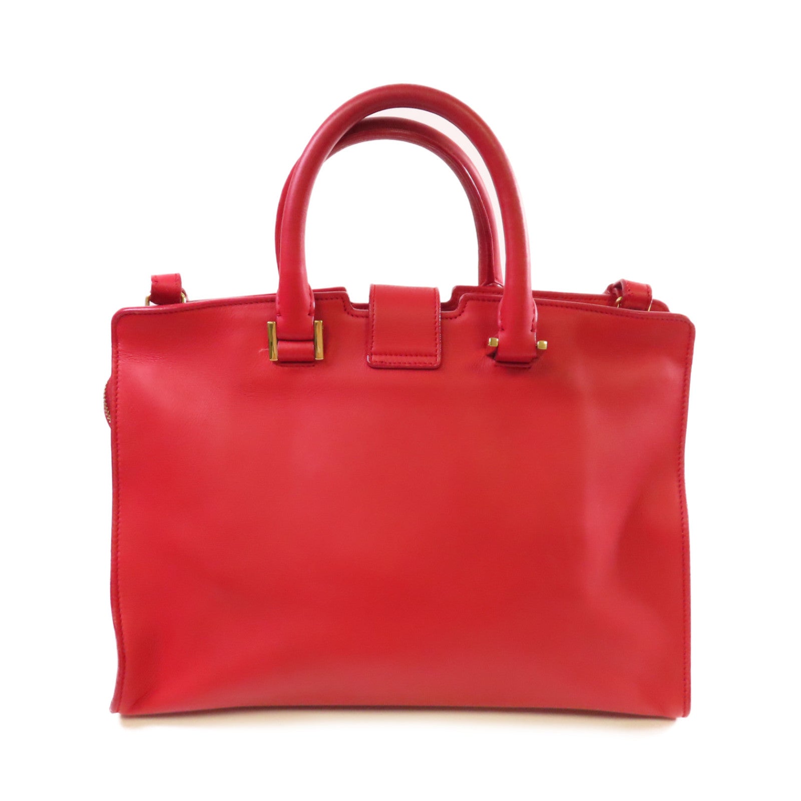 YVES SAINT LAURENT 【激減優惠】牛皮皮革2Way Shoulder Bag金扣手挽肩背兩用袋紅色