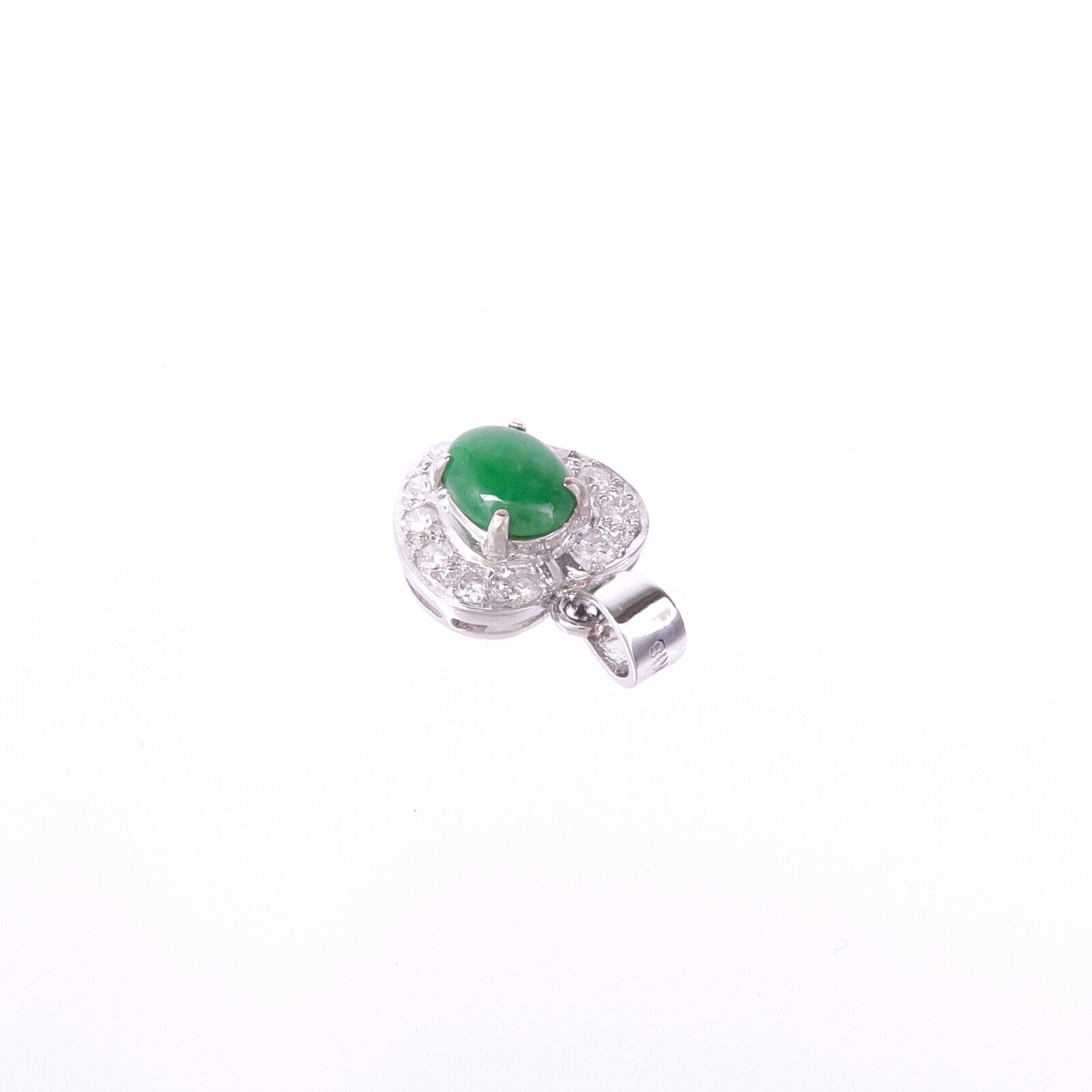 JEWELRY 18K白金Jade Diamond Pendant Top翡翠鑽石吊墜