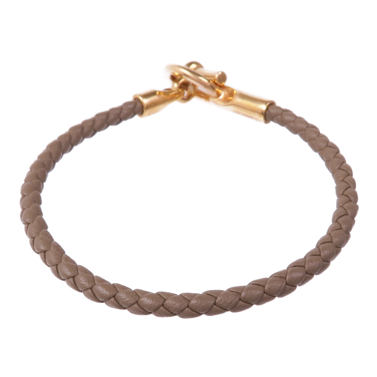 HERMES 皮革Glenan Bracelet金扣手帶