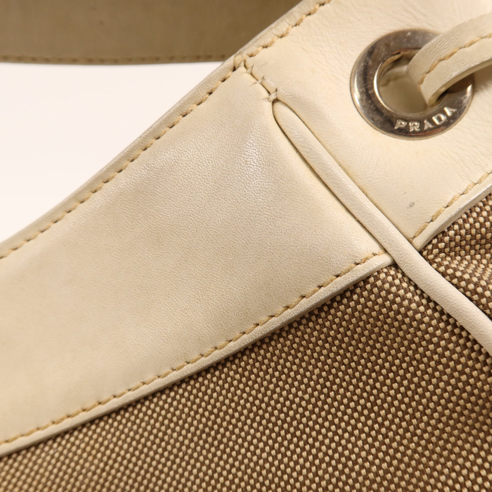 PRADA 帆布Shoulder Bag銀扣肩背袋