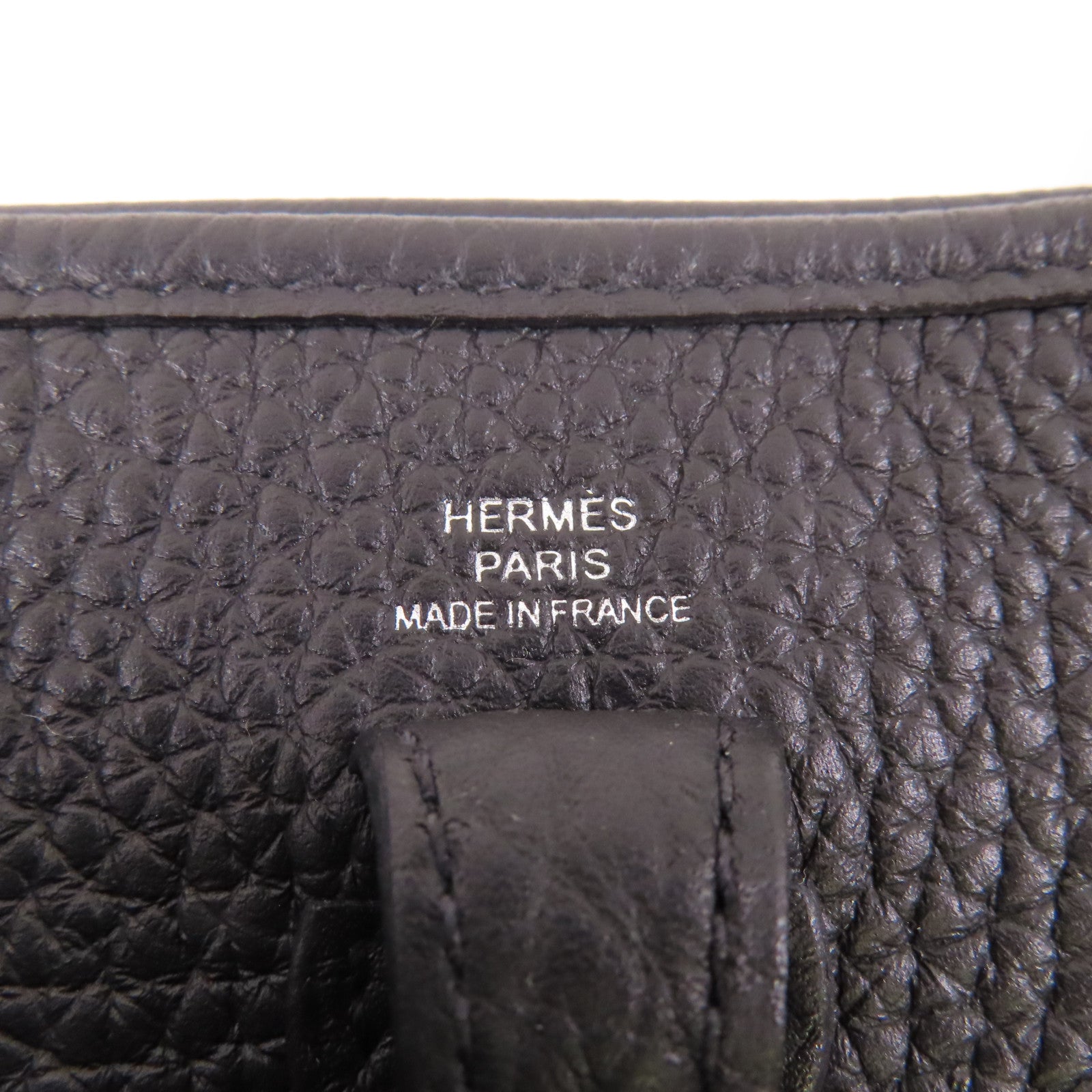 HERMES Clemence皮革Mini Evelyne TPM銀扣肩背袋Noir