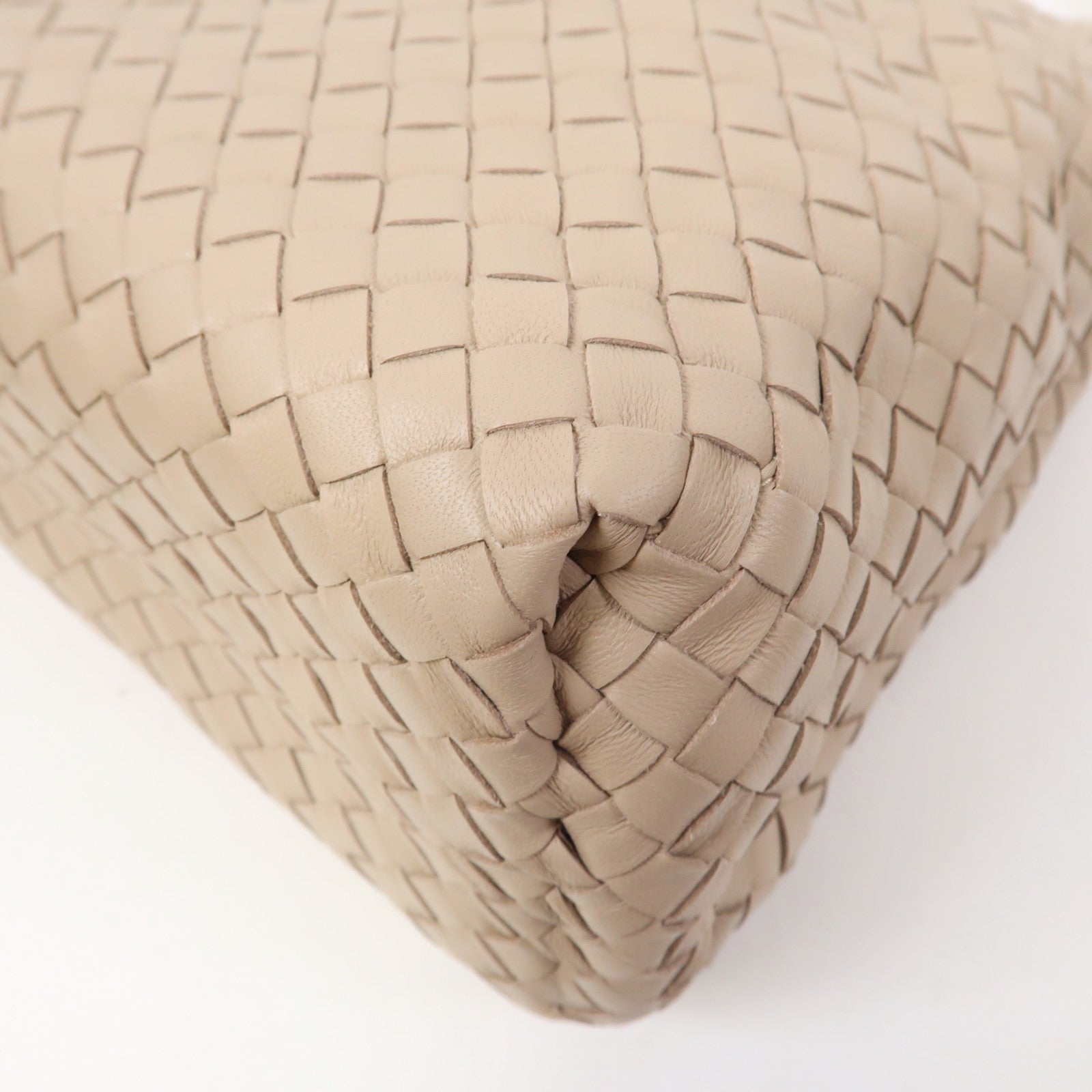 BOTTEGA VENETA 織紋皮革Shoulder Bag金扣肩背袋米色