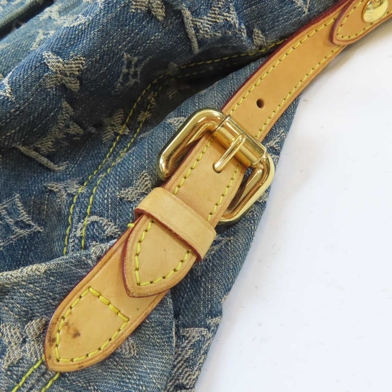 LOUIS VUITTON Monogram Denim Neo Cabby MM金扣手挽肩背兩用袋藍色