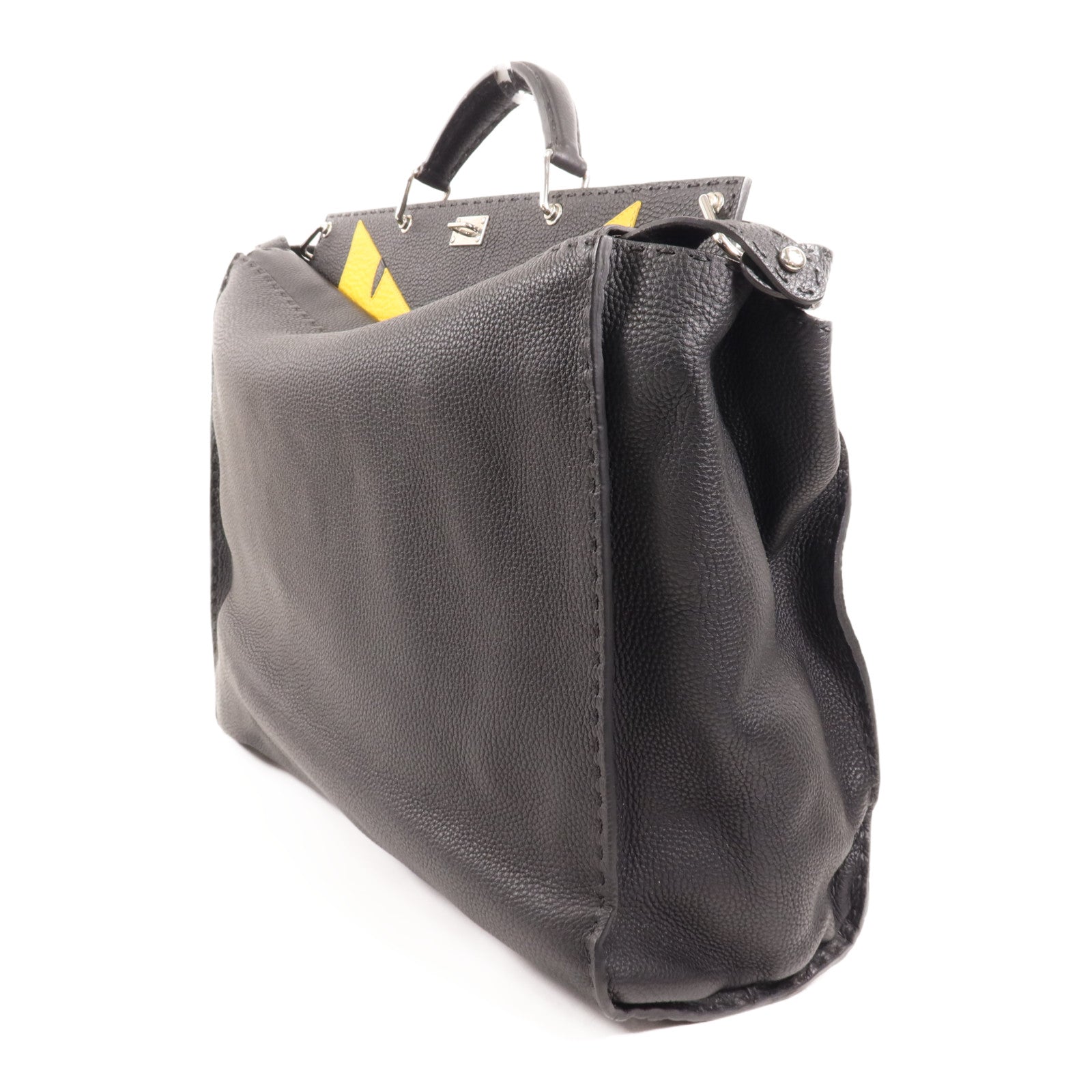 FENDI 牛皮皮革Peekaboo Monster Bugs Eye銀扣手挽肩背兩用袋