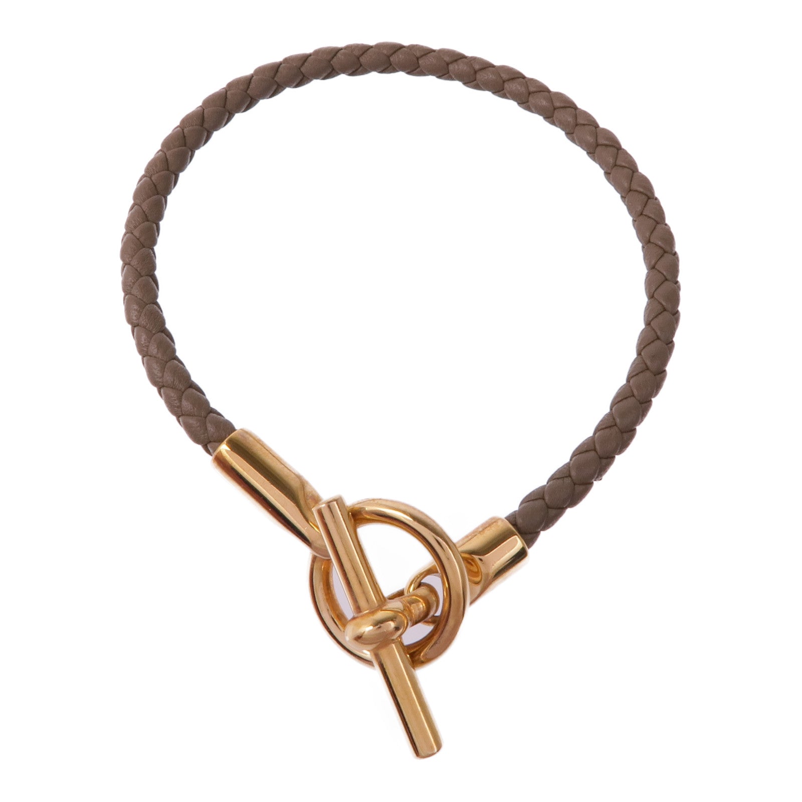 HERMES 皮革Glenan Bracelet金扣手帶