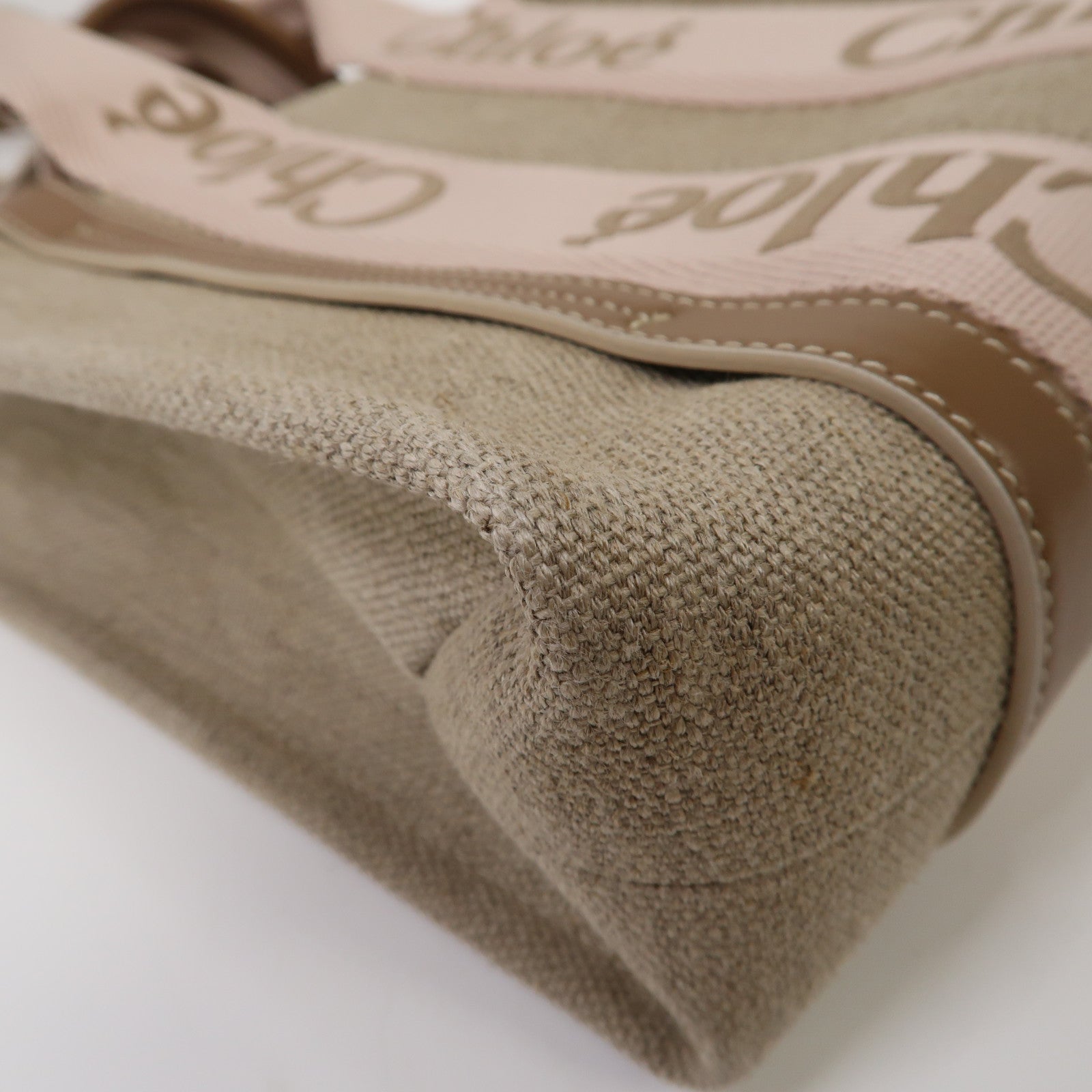 Chloe 帆布Small Woody Tote Bag金扣手挽肩背兩用袋啡色/粉紅色