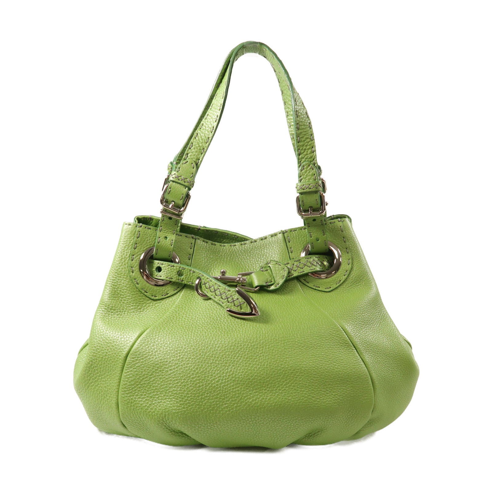 FENDI 牛皮皮革Shoulder Bag銀扣肩背袋綠色