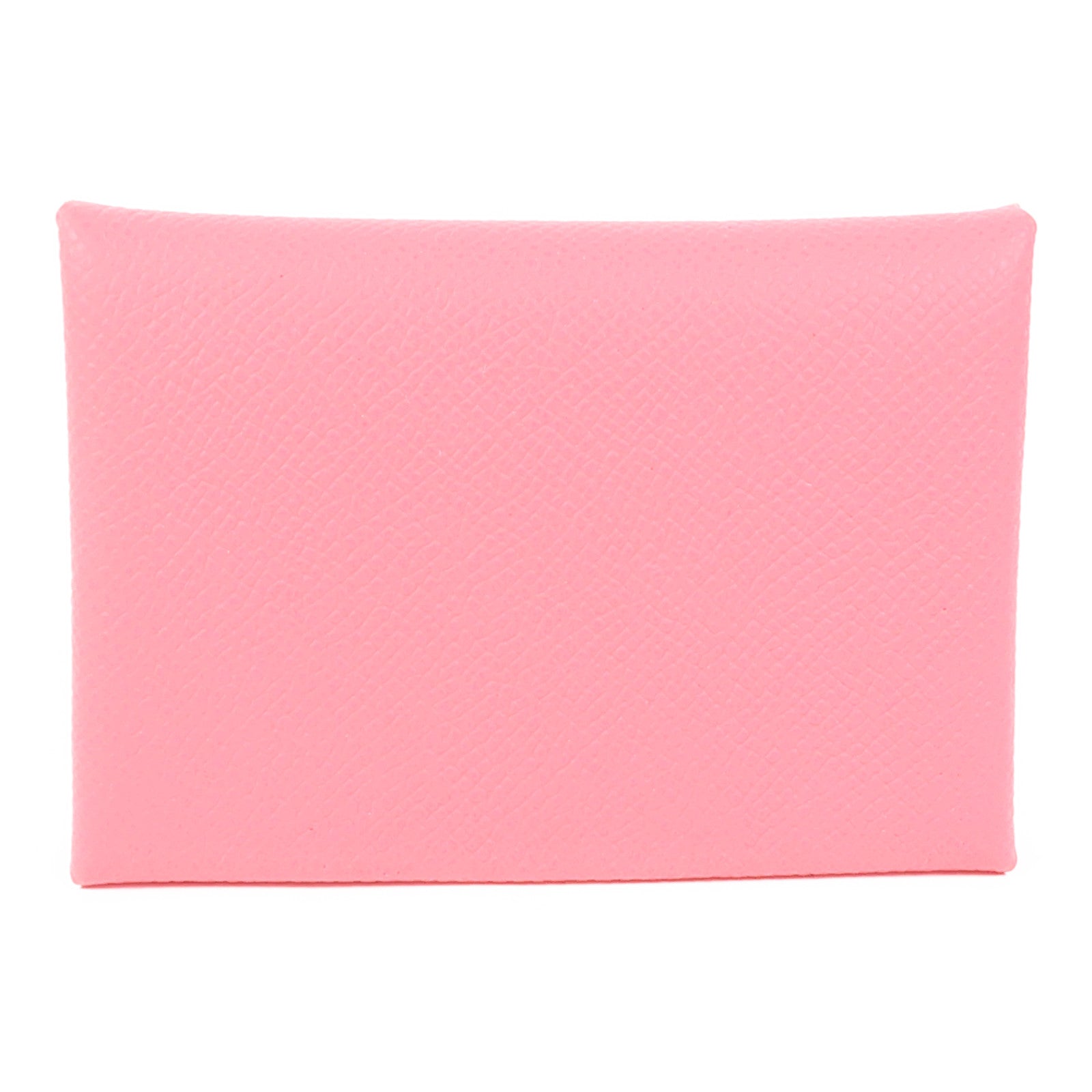 HERMES Epsom皮革Calvi Duo銀扣卡片套Rose Azalee