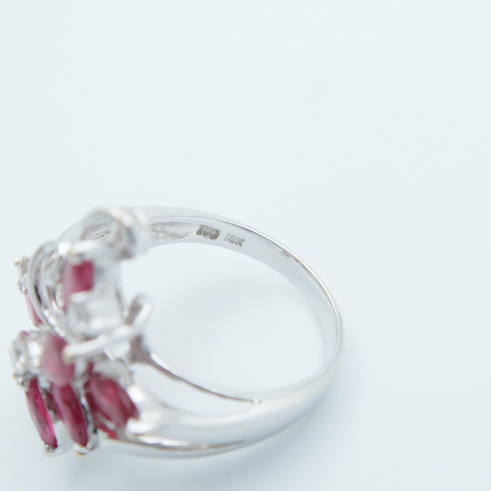 JEWELRY 18K白金Ruby Diamond Ring紅寶石/鑽石戒指US#6.25