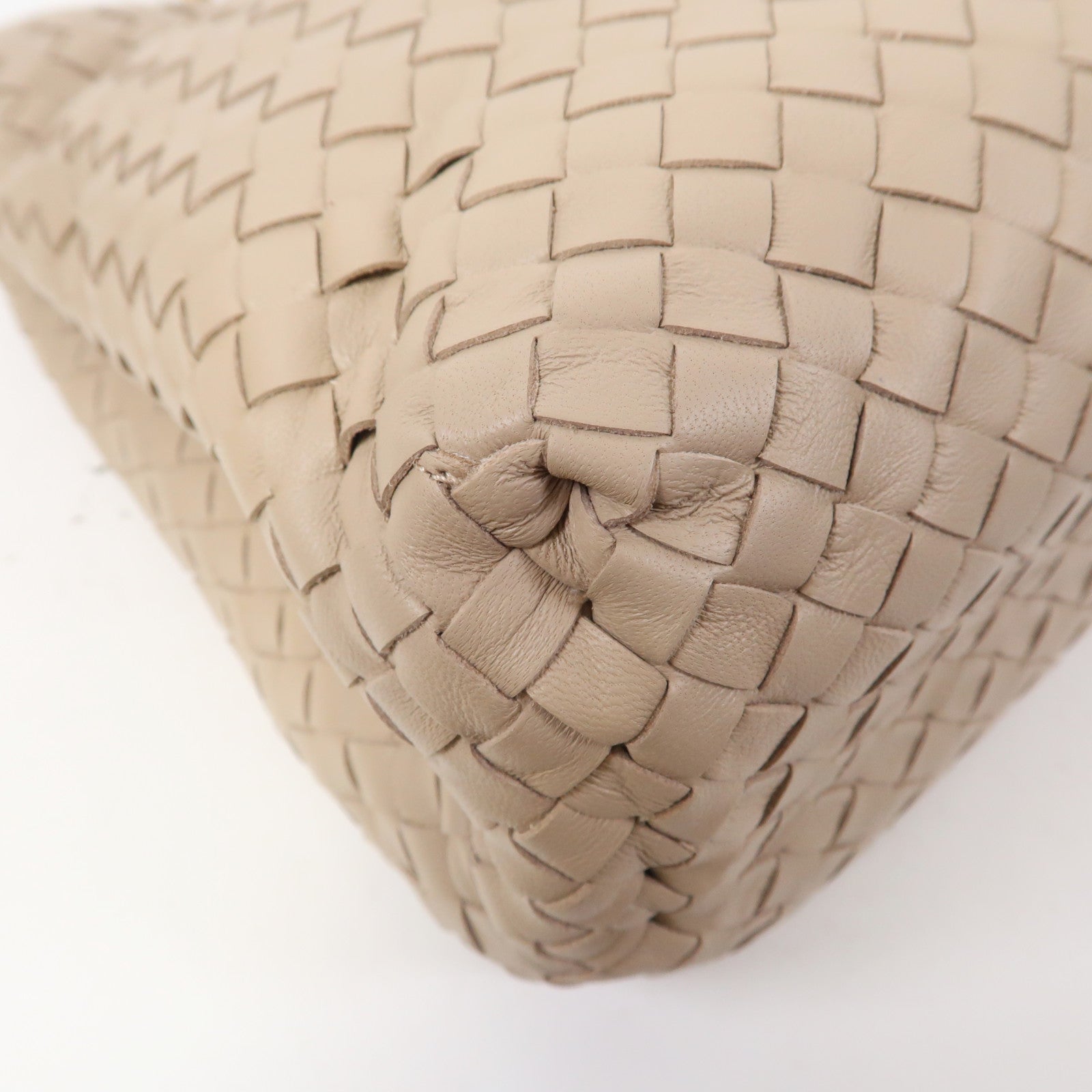BOTTEGA VENETA 織紋皮革Shoulder Bag金扣肩背袋米色