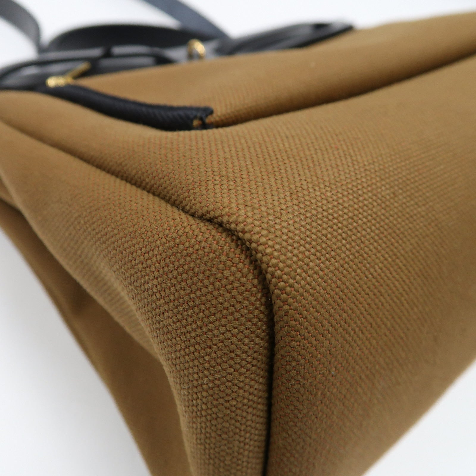 HERMES Toile Militaire帆布Herbag PM銀扣手挽肩背兩用袋粟子色/黑色