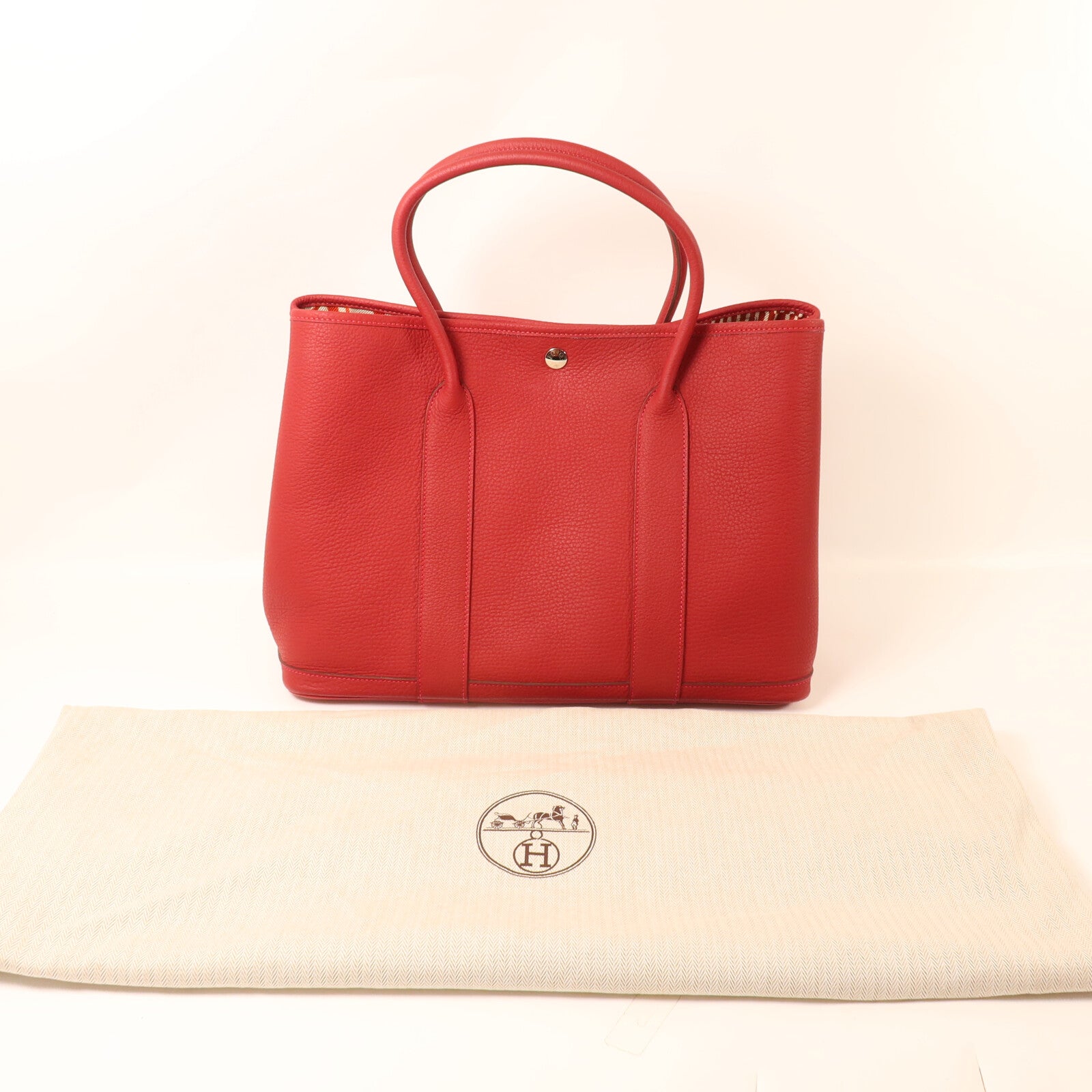 HERMES Negonda皮革Garden Party PM手挽袋Rouge Piment