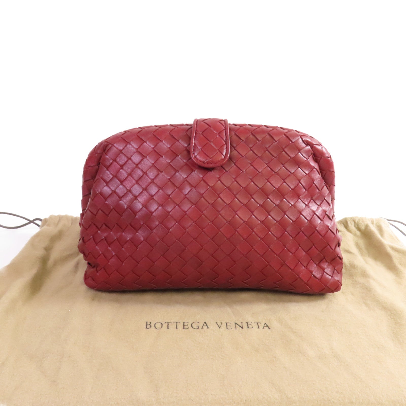 BOTTEGA VENETA 織紋皮革Clutch Bag手拿包酒紅色