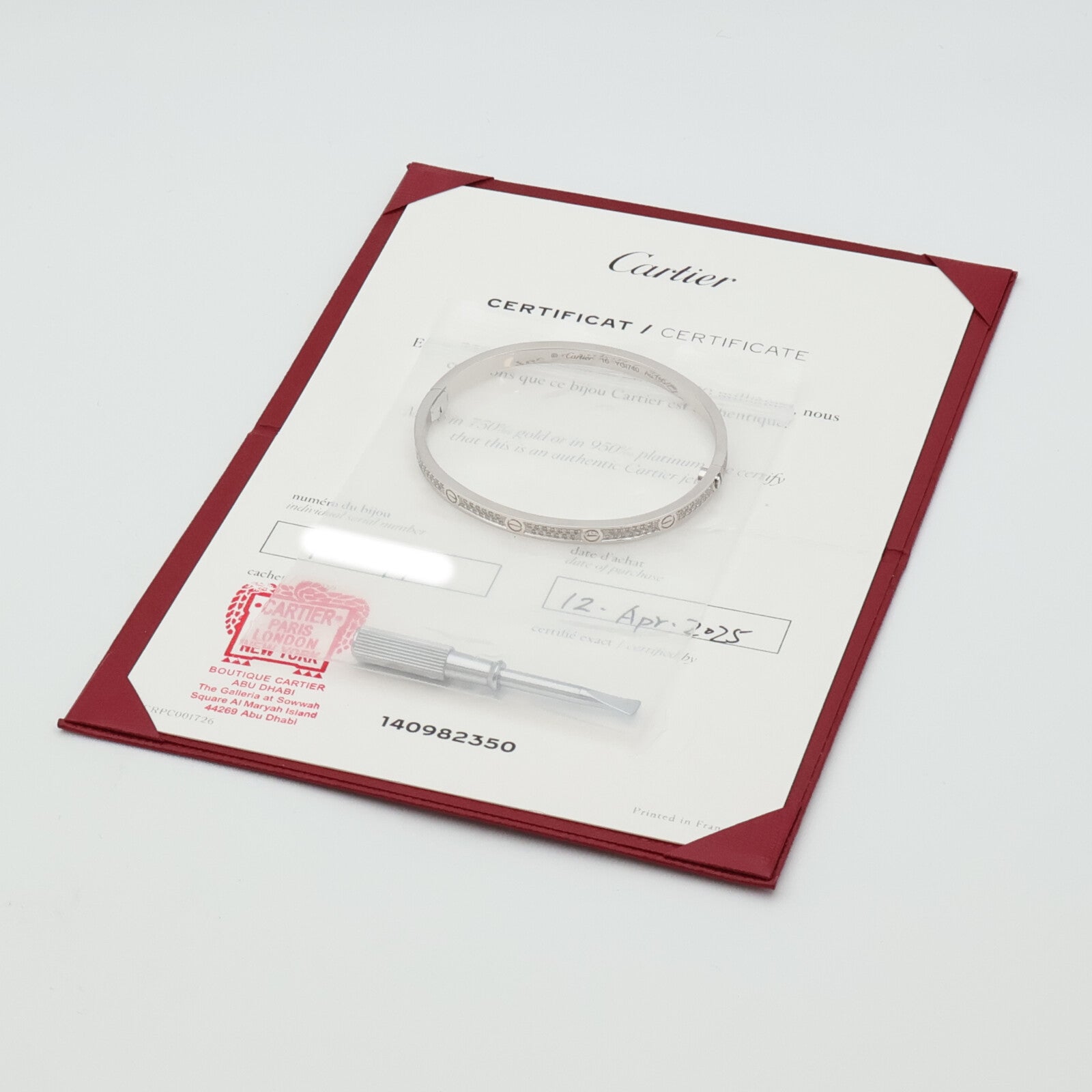 CARTIER 18K白金Love Blaceret SM Paved鑽石手鐲