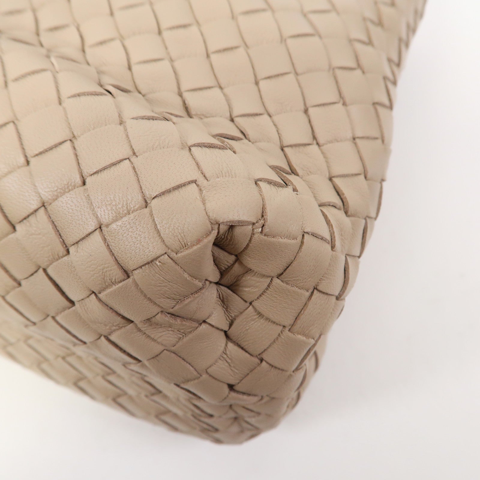 BOTTEGA VENETA 織紋皮革Shoulder Bag金扣肩背袋米色