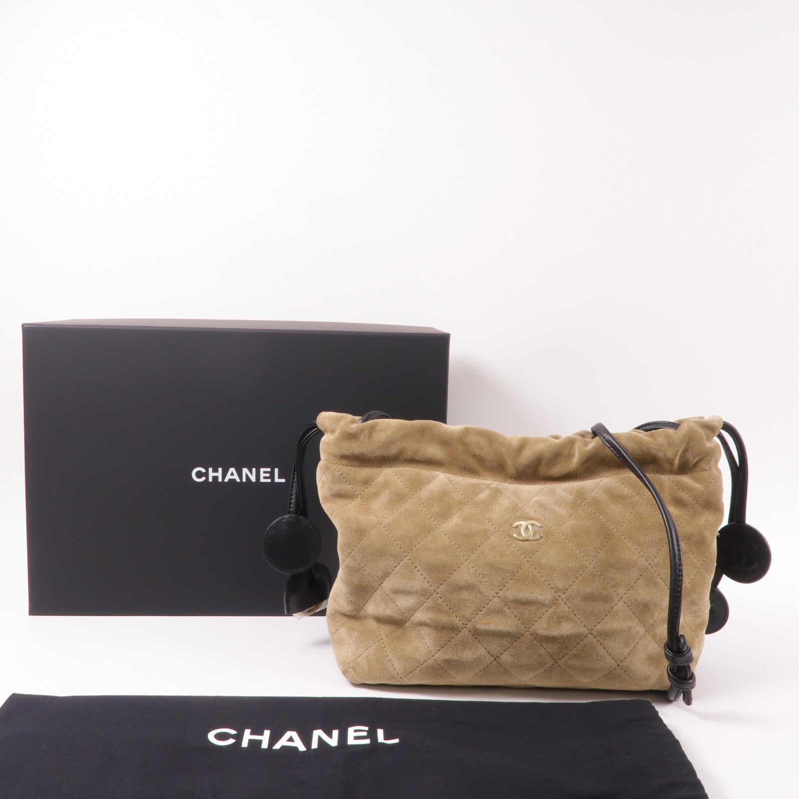 CHANEL 絨布/羊皮皮革Clutch with Leather Strap肩背袋